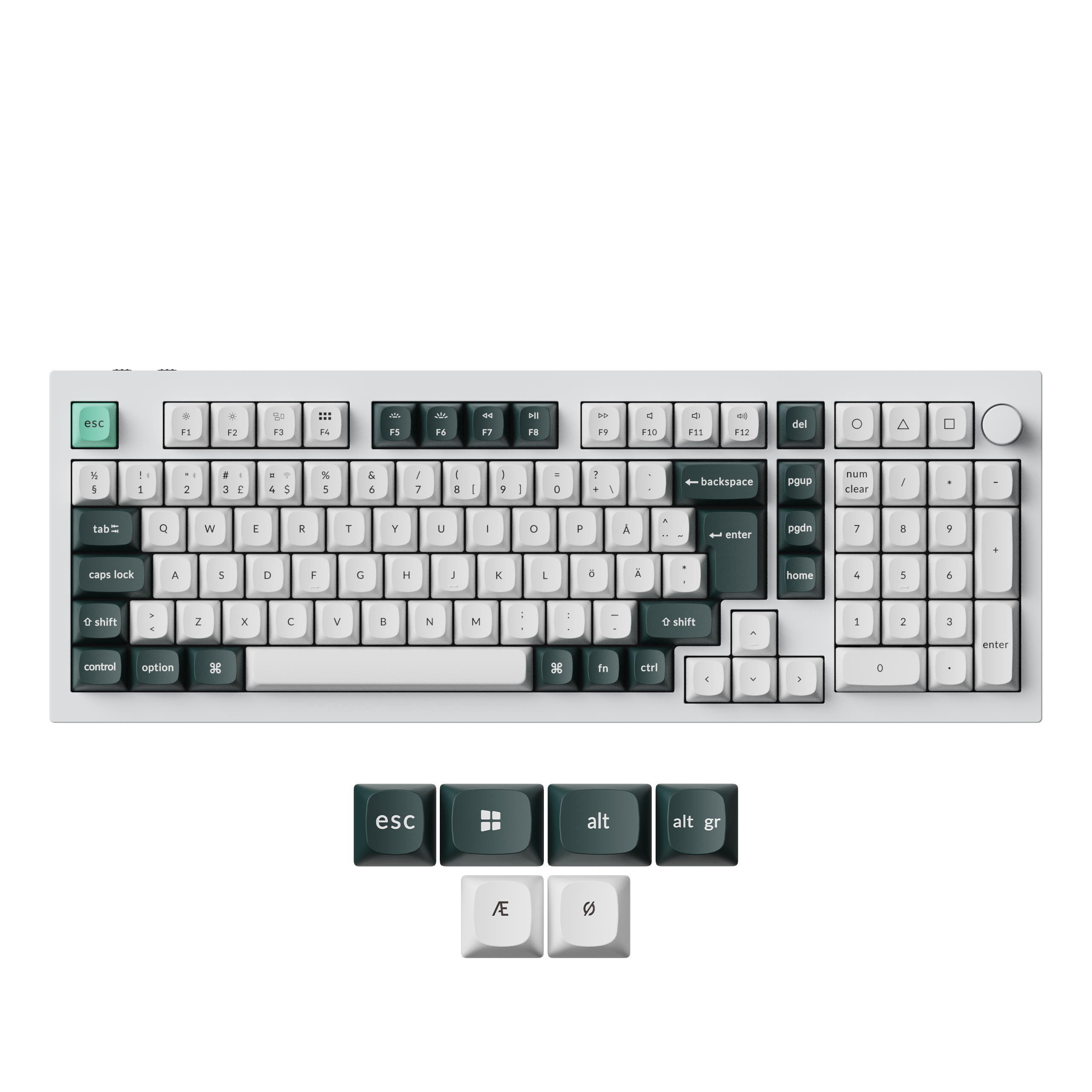 Keychron Q5 HE 96% Knob Wireless Tri-Mode QMK - Gateron 2.0 Magnetic Switch - Shell White - Gaming Tastatur - Nordisk - Hvid Tastatur Q5H-P1-BO