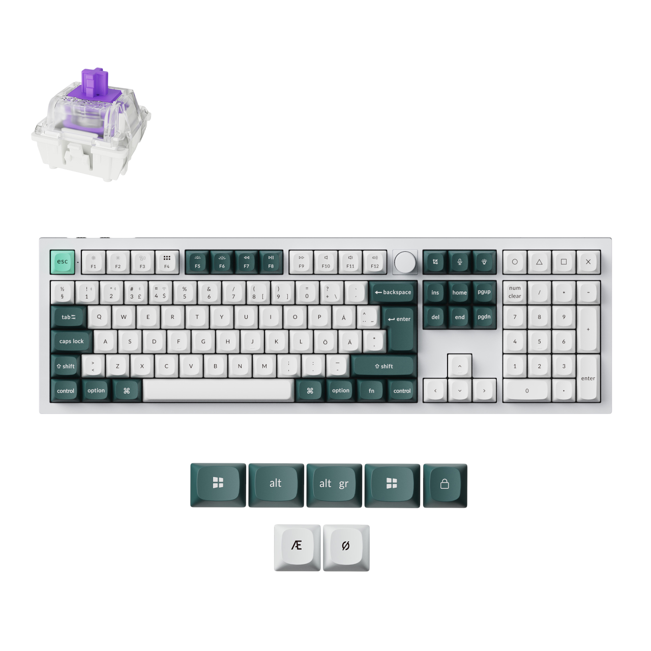 Keychron Q6 HE 100% Knob Wireless Tri-Mode QMK - Gateron 2.0 Magnetic Switch - Shell White - Gaming Tastatur - Nordisk - Hvid Tastatur Q6H-P1-BO