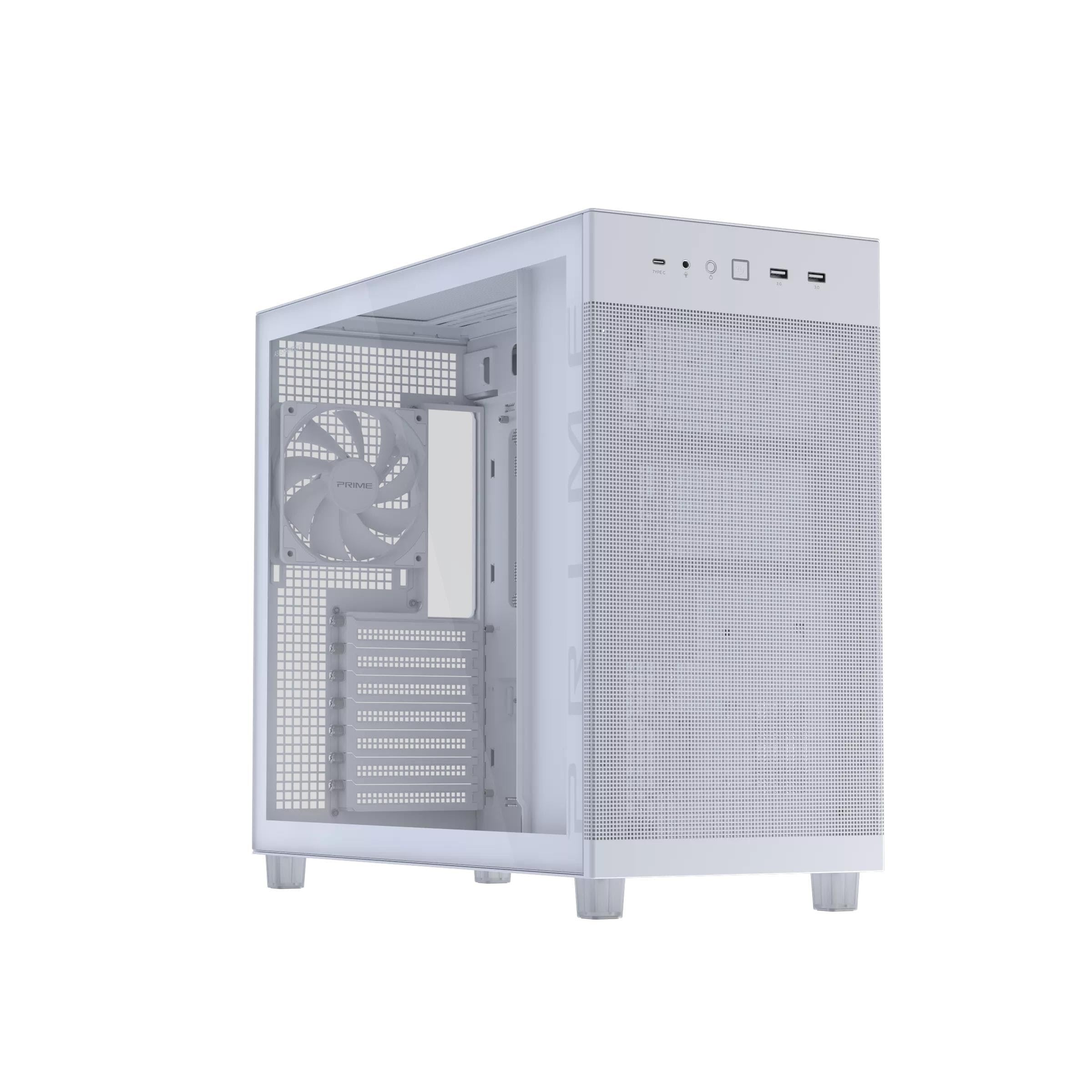 ASUS Prime AP303 TG White - Kabinet - Miditower - Hvid Kabinet 90DC00V3-B39010