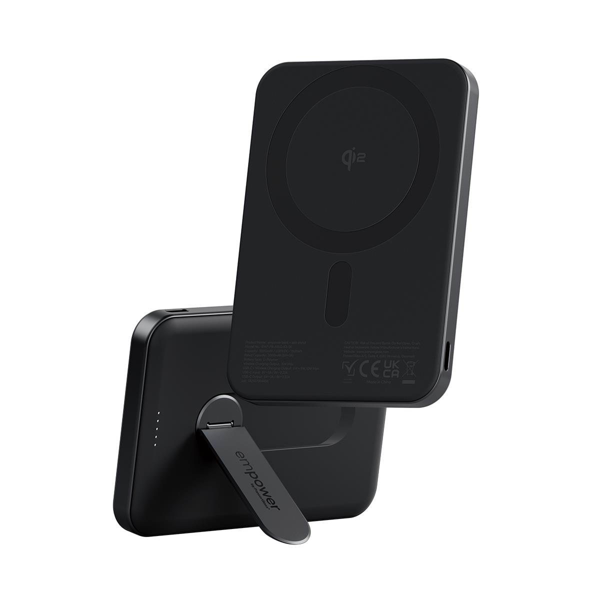 empower by PanzerGlass empower Bank w. Spin Stand | 5000mAh | Space Black - 5000 mAh