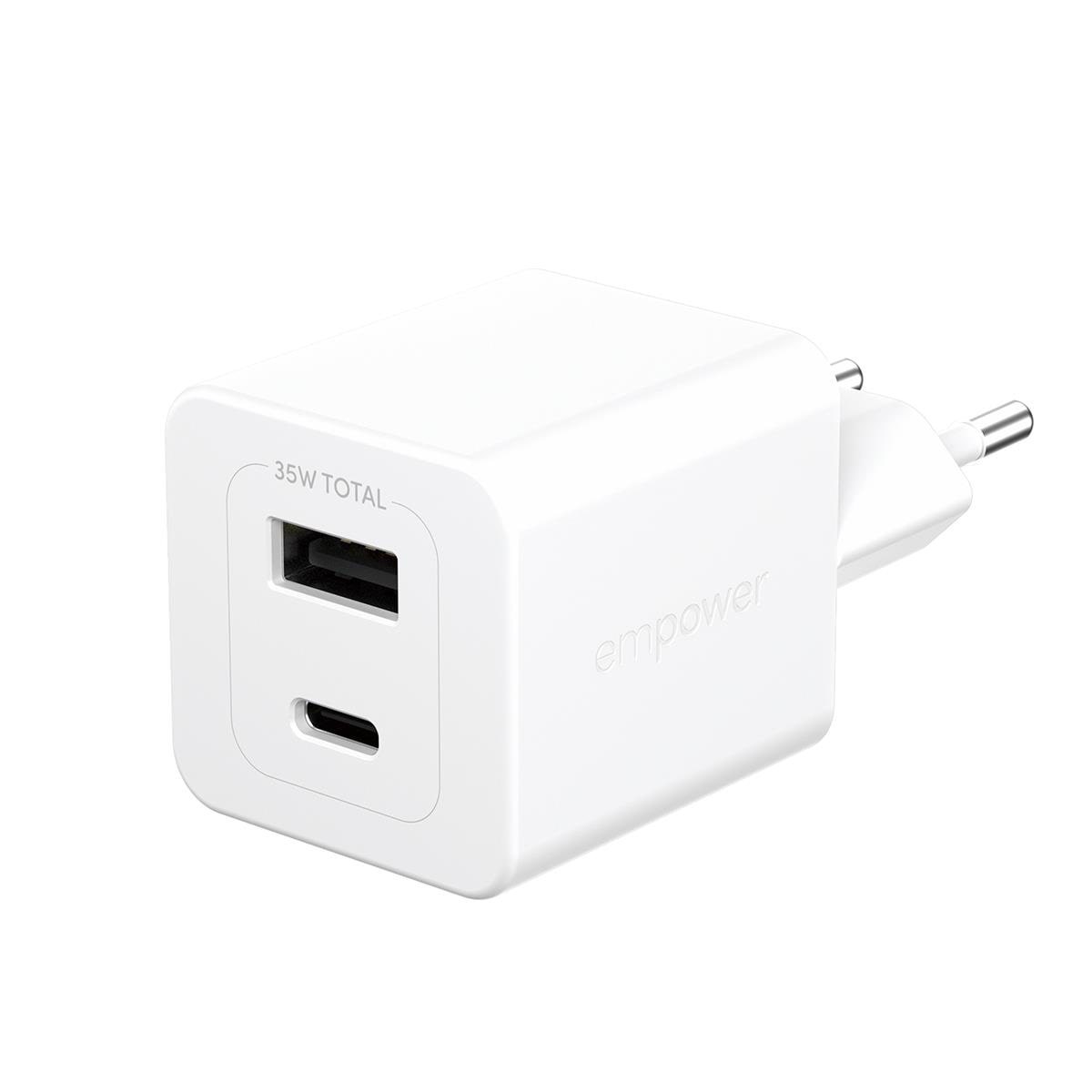 empower by PanzerGlass Turbo 35W Charger incl. USB-C + USB-A | EU Plug | Silver White