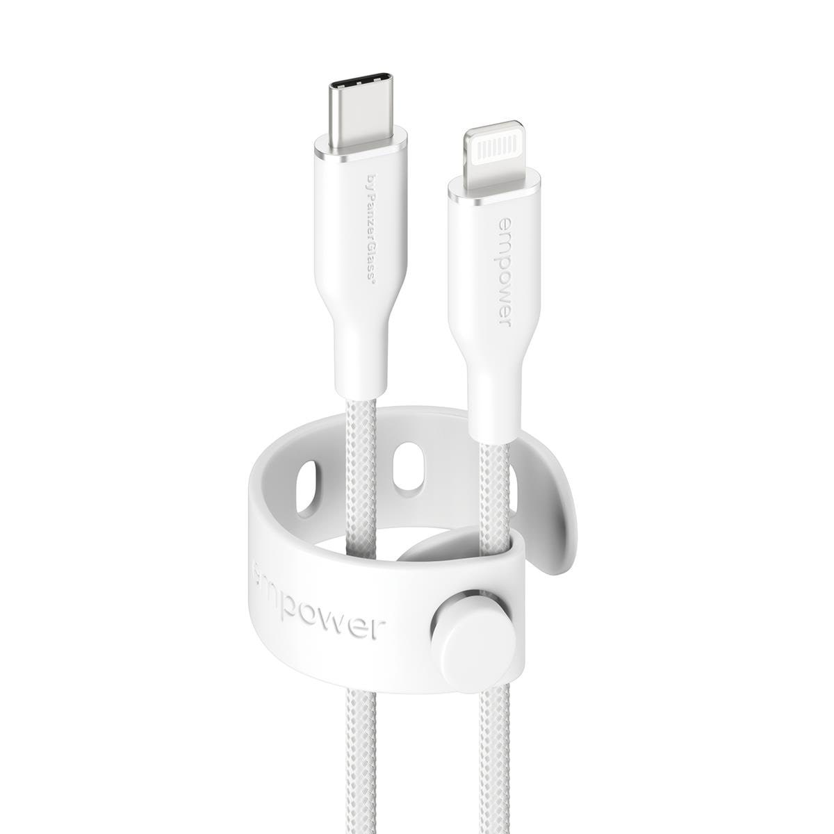 empower by PanzerGlass Racing 60W USB-C to Lightning Cable | USB 2.0 | 1.2M | Silver White Usb Kabel Hvid EM41725