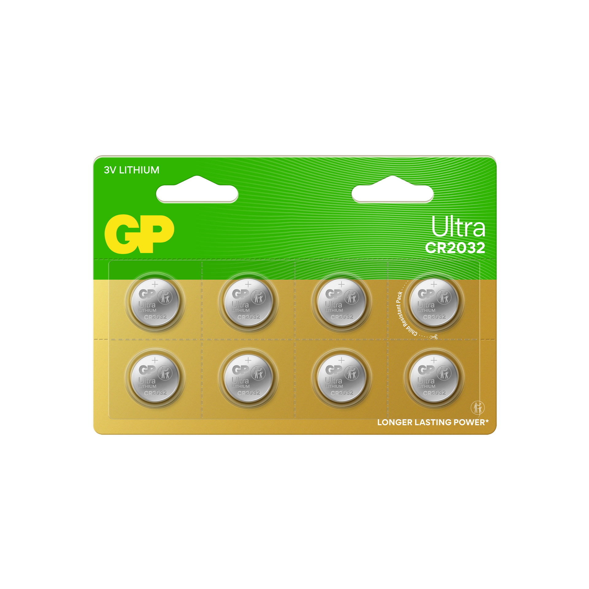 GP Ultra Lithium knapcelle CR2032, 8-pak Batteri 103257