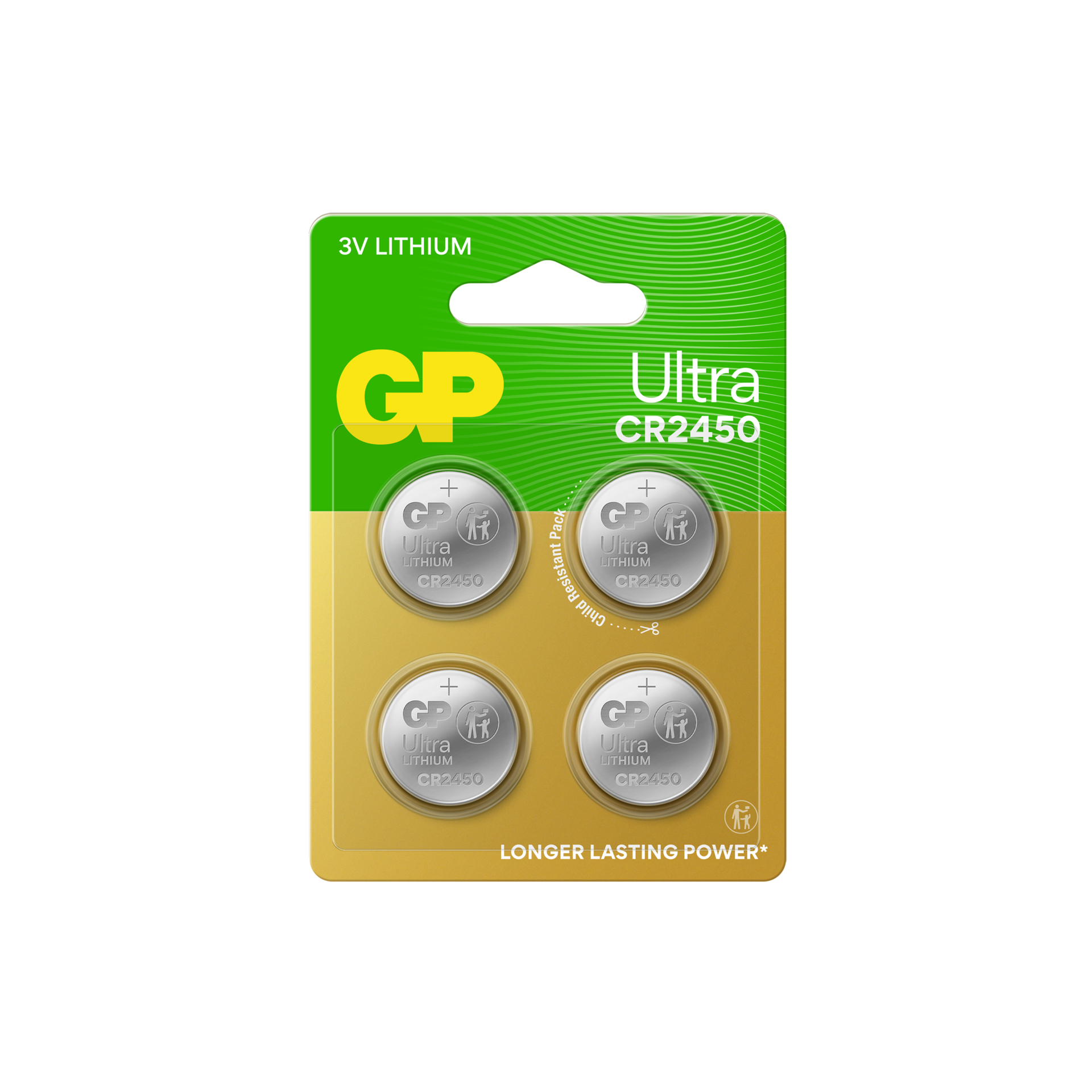 GP Ultra Lithium knapcelle CR2450, 4-pak Batteri 103259