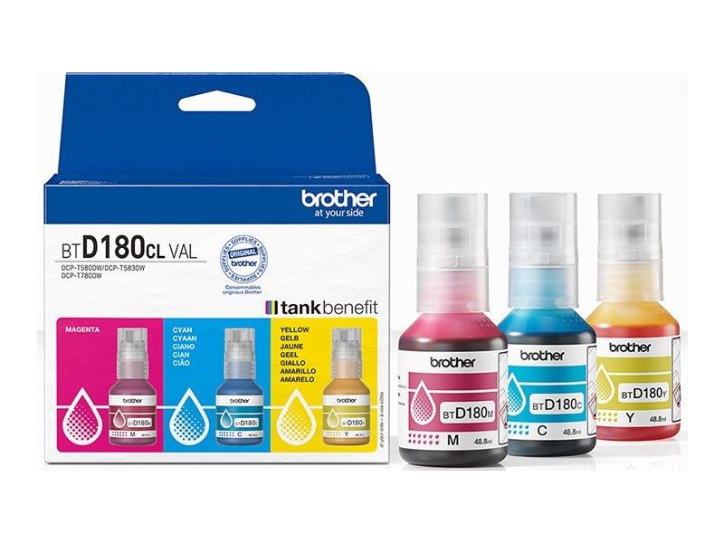 Brother BTD180CL Multipack - 3-pack - yellow cyan magenta - original - ink refill Printerpatron Og Toner BTD180CLVAL