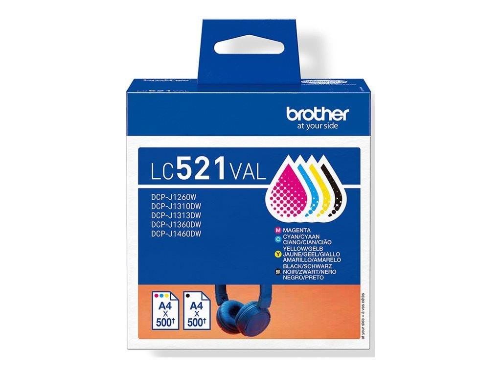 Brother LC521 Value Pack - 4-pack - black yellow cyan magenta - original - ink cartridge