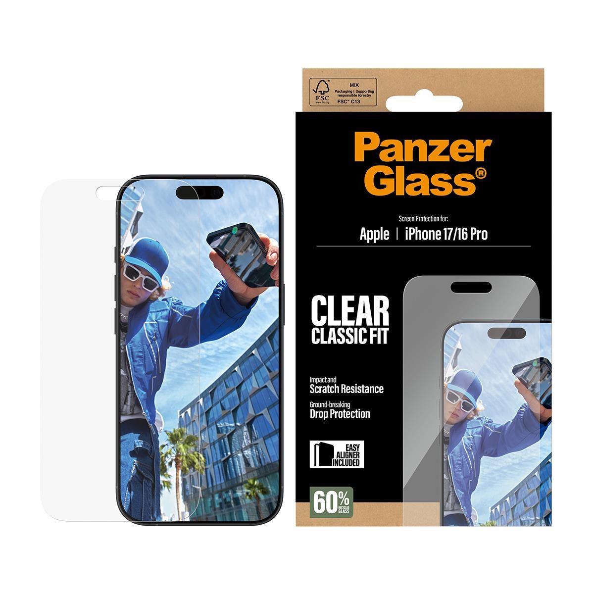 PanzerGlass Screen Protector iPhone 17 | iPhone 16 Pro | Classic Fit w. EasyAligner