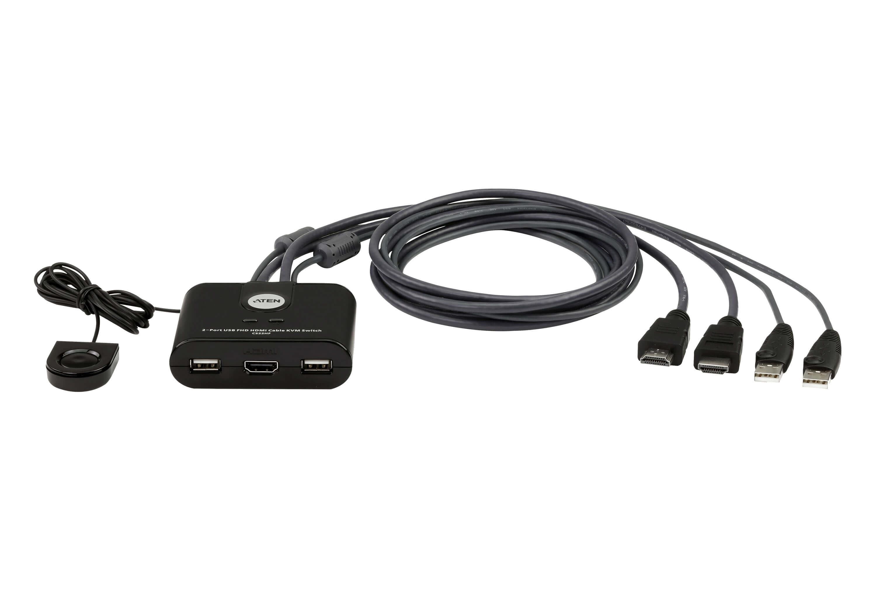ATEN CS22HF 2-Port USB FHD HDMI Cable KVM Switch Kvm-switch CS22HF-AT