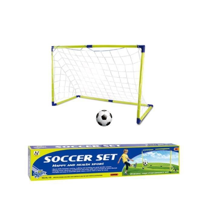 Masen Toys Fodboldmål m/bold & pumpe blå/grøn 80x60x40cm