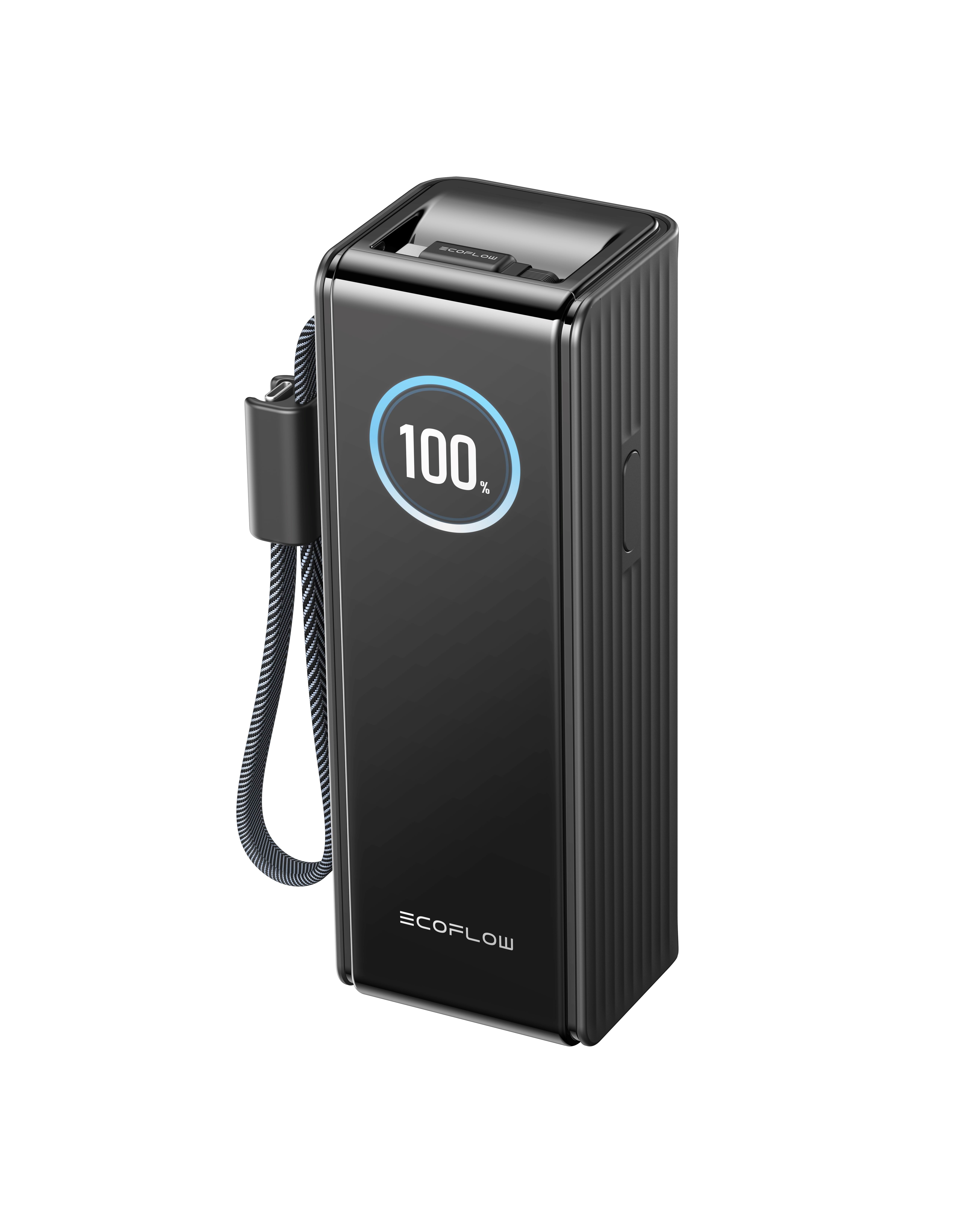 EcoFlow RAPID 25K 170W - 2x Indbyggede 100W USB-C-kabler - 25000 mAh Powerbank Sort EF-RAPID25K100W-B-EU