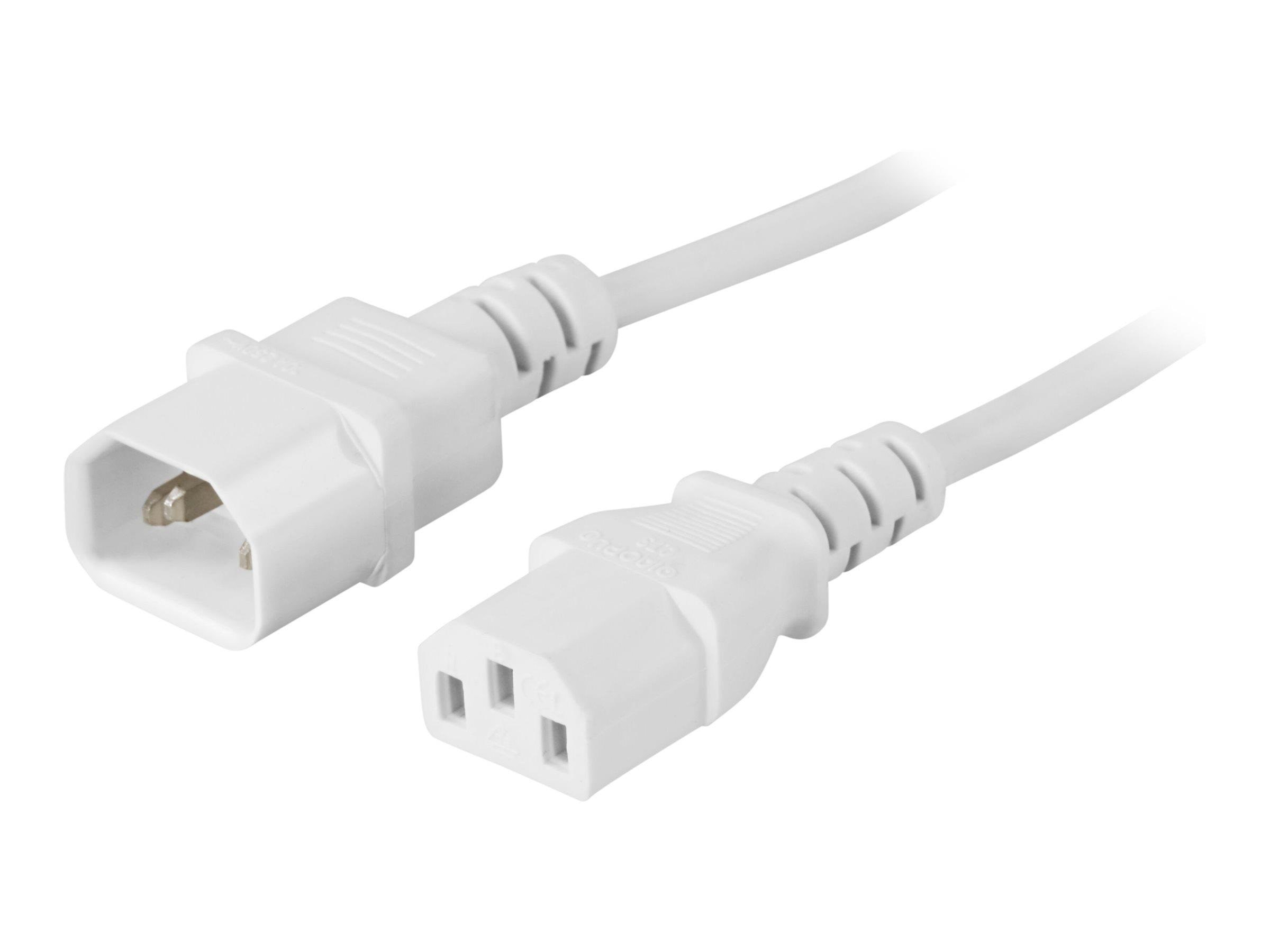 Deltaco - power cable - IEC 60320 C14 to power IEC 60320 C13 - 3 m Strømkabel Hvid DEL-113AV