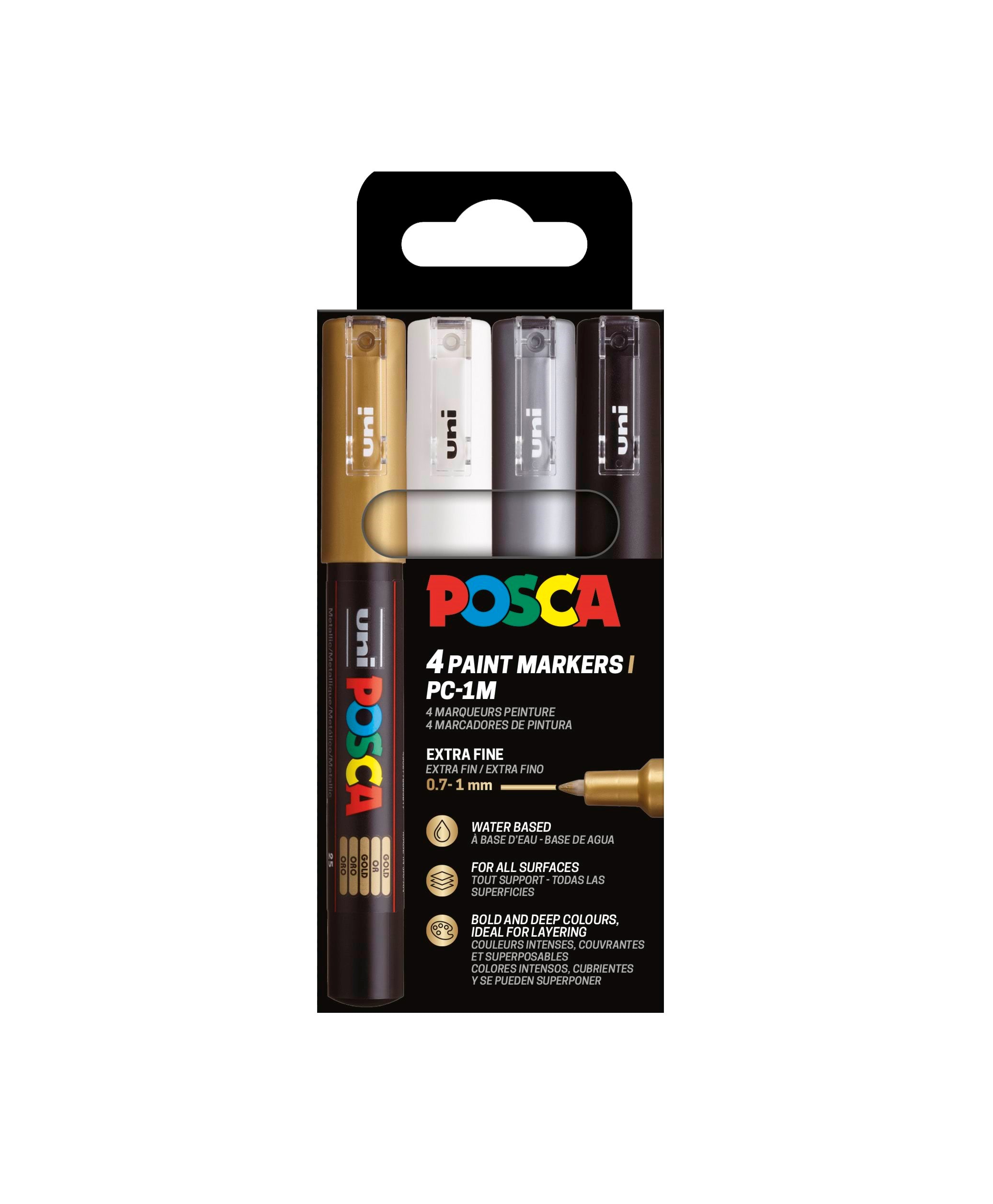 POSCA marker sæt PC-1M 4 farver g-s-s-h Tegneværktøj 401650