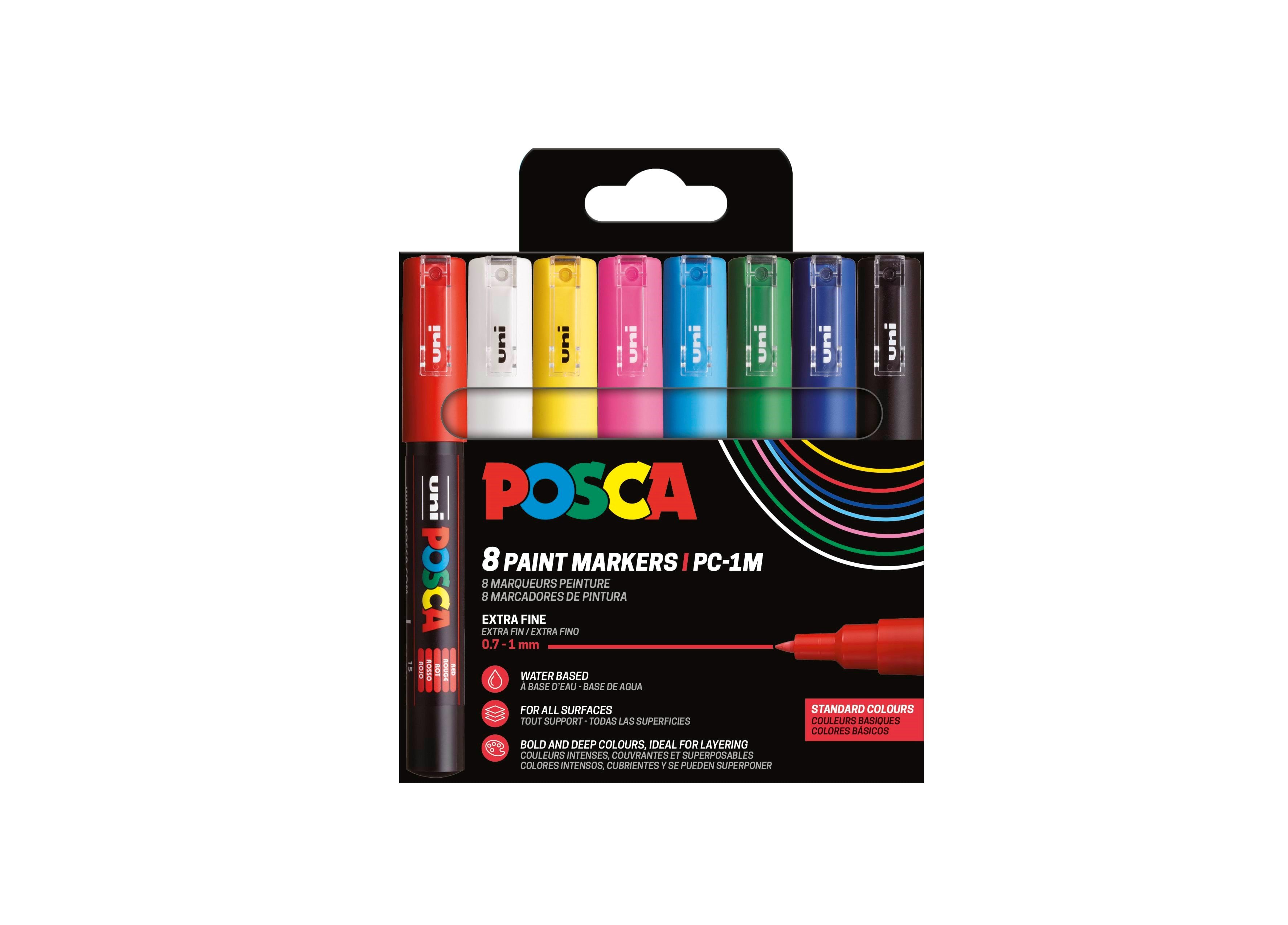 POSCA marker sæt PC-1M 8 ass. std. farver Tegneværktøj 401651