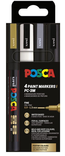POSCA marker sæt PC-3M 4 ass. farver g-s-s-h Tegneværktøj 401655