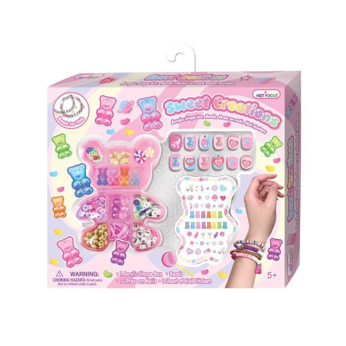 Hot Focos Vedhæng & perler i æske m/negle & stickers +5år Kreativt Legetøj 16327