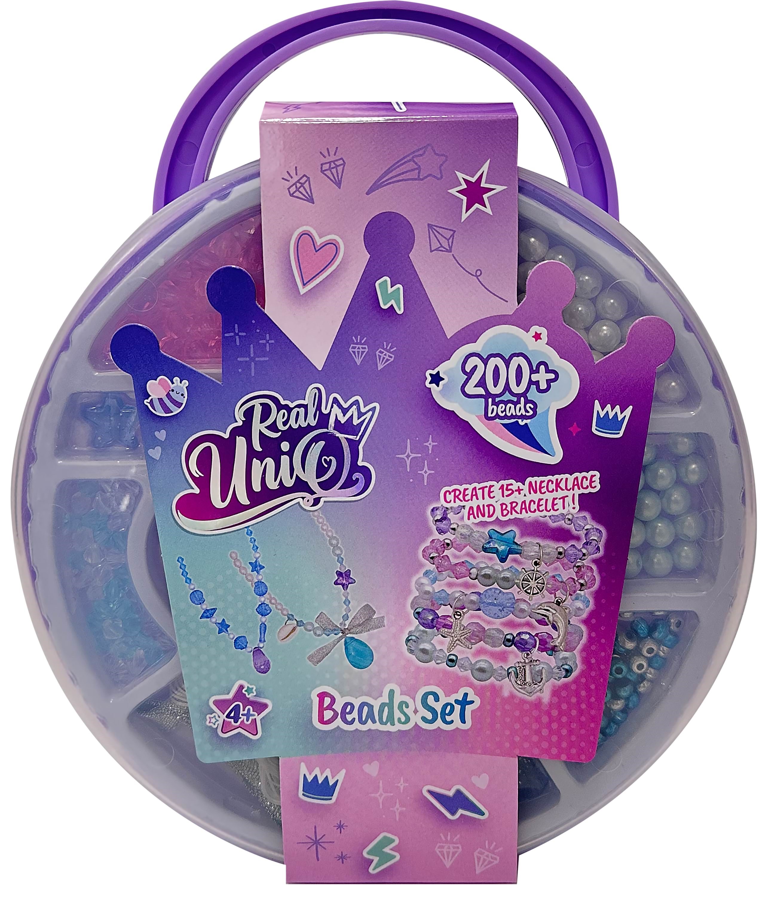 Real UniQ Beads Set Round Carry Case Kreativt Legetøj 30469