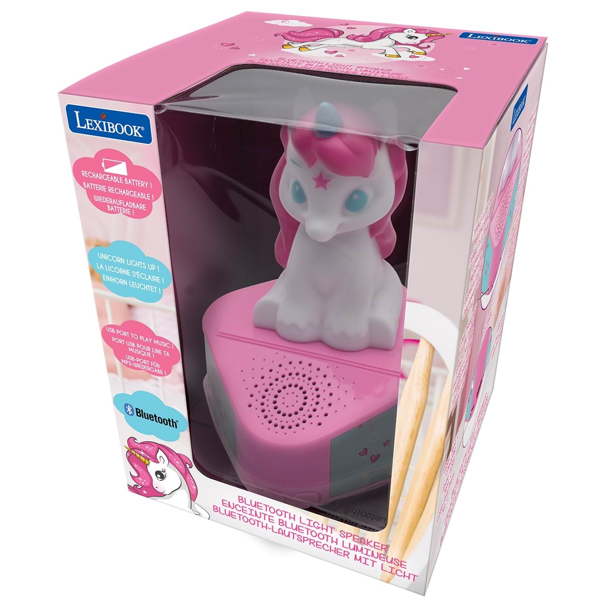 Lexibook Bluetooth-højttaler med en lysende unicorn-figur Musik 80079