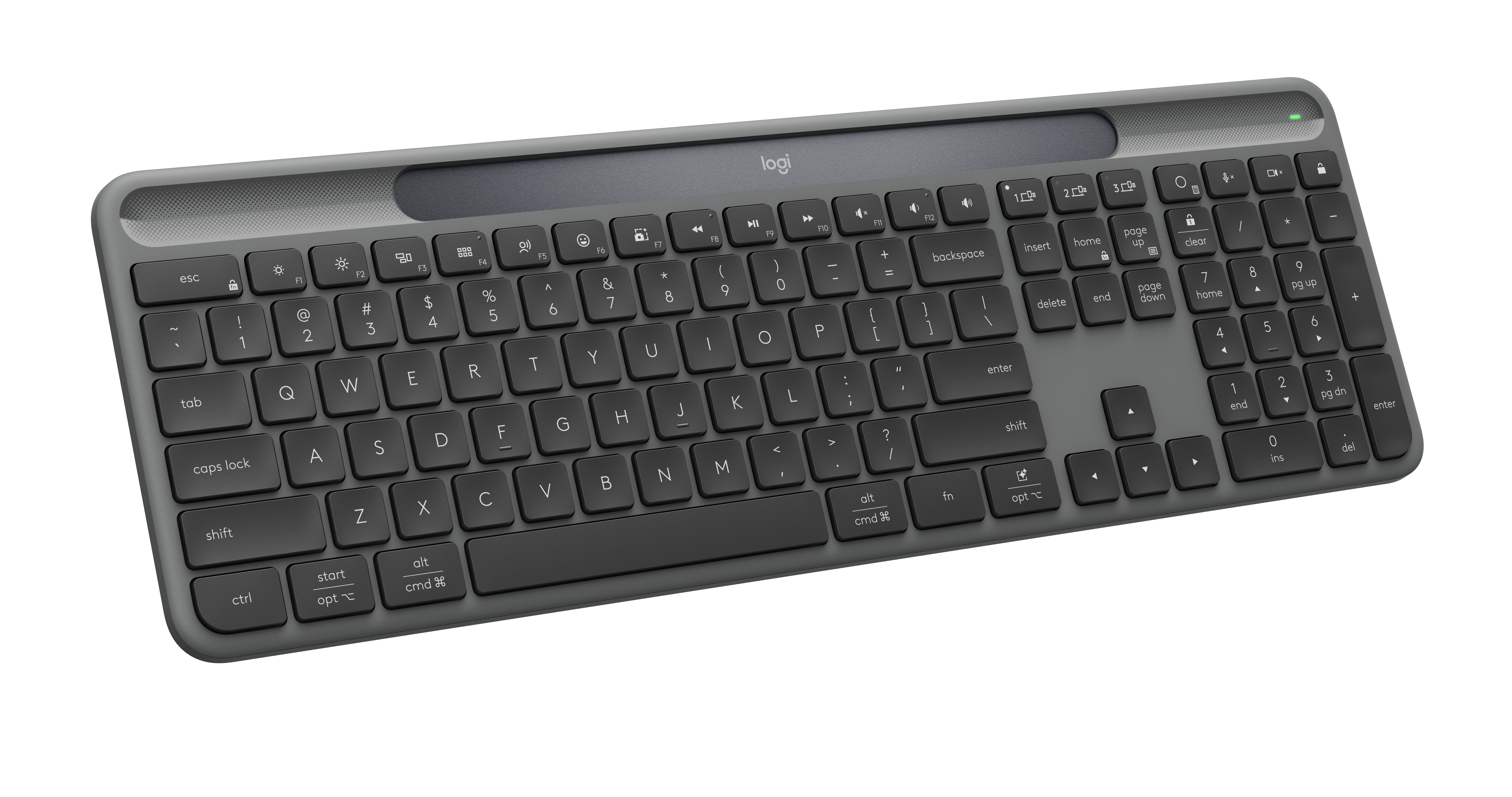Logitech K980 Signature Slim Solar+ Wireless - Tastatur - Dansk/Norsk/Svensk/Finsk - Grå Tastatur 920-013762