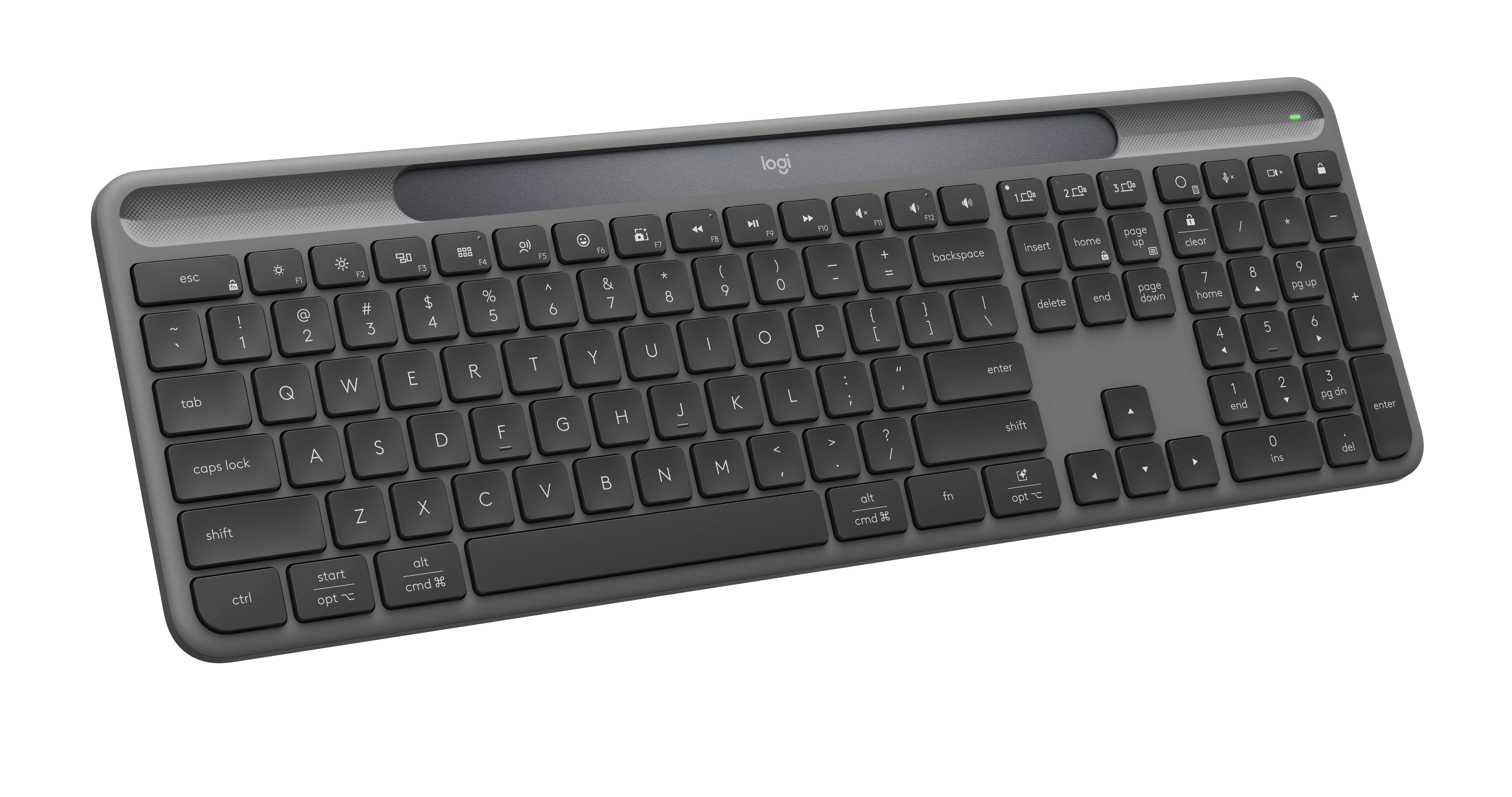 Logitech K980 Signature Slim Solar+ Wireless - Tastatur - Italiensk - Grå Tastatur 920-013761