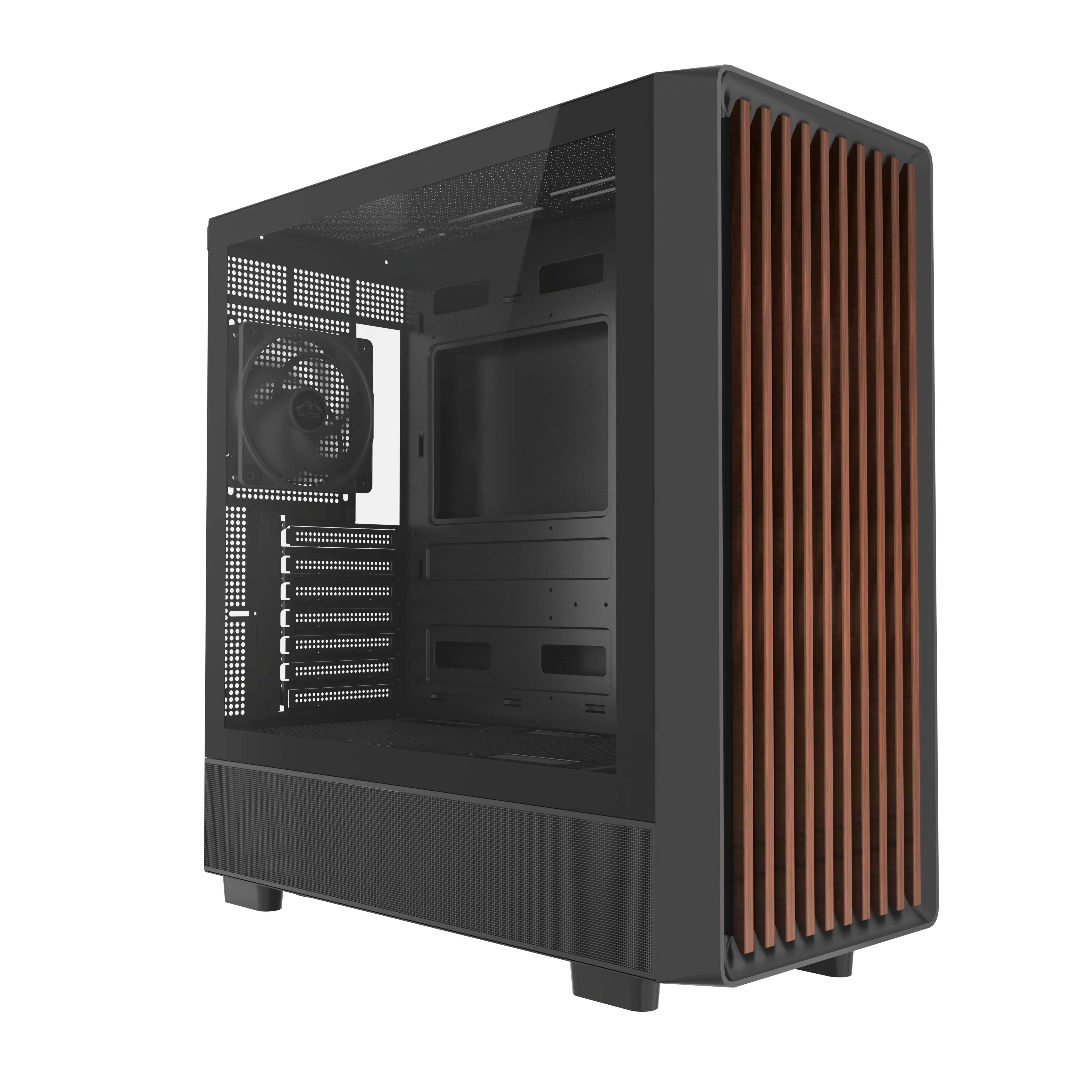 DUTZO C740 Airflow Wood - Kabinet - Miditower - Sort Kabinet C740_AIR_WOOD-B