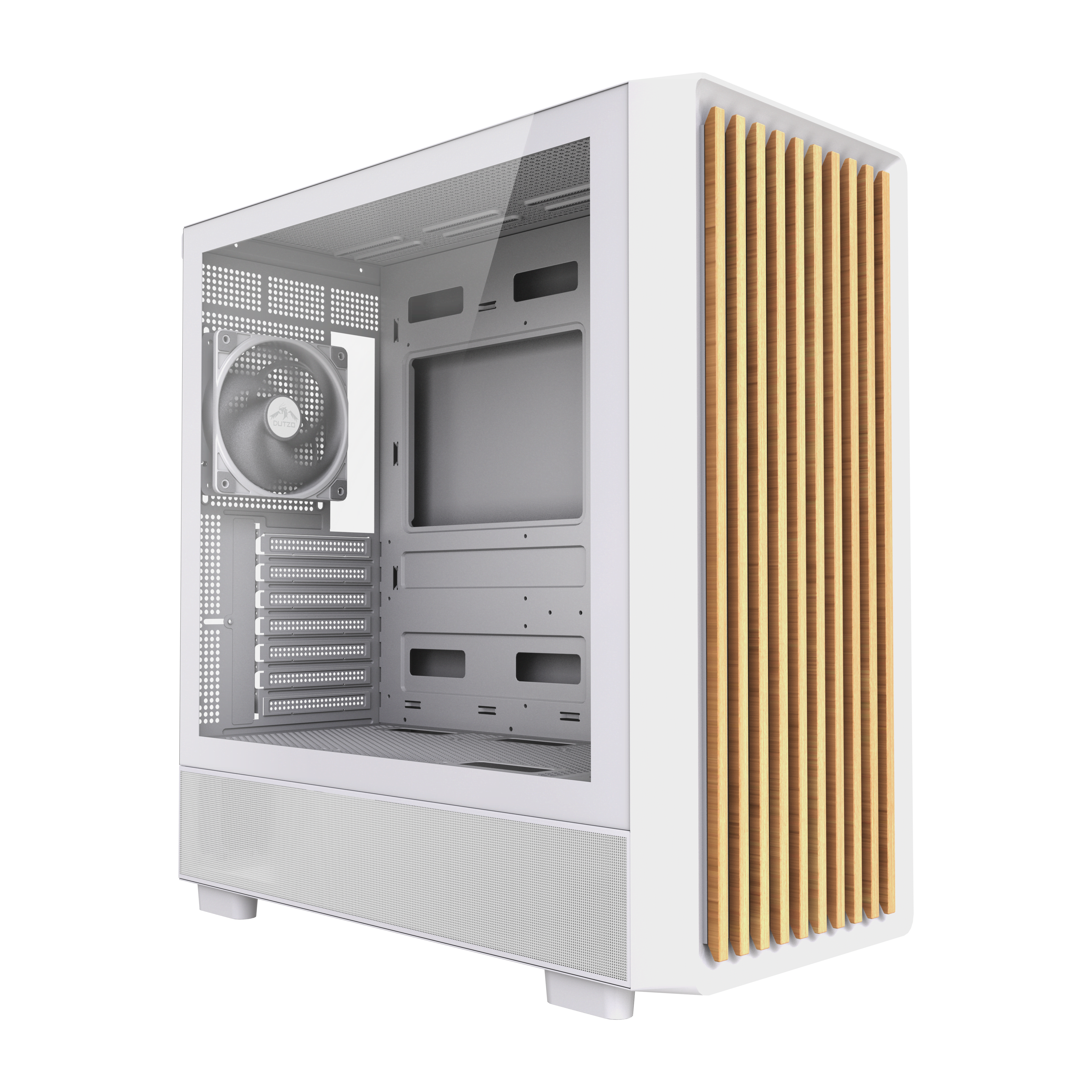 DUTZO C740 Airflow Wood - Kabinet - Miditower - Hvid Kabinet C740_AIR_WOOD-W