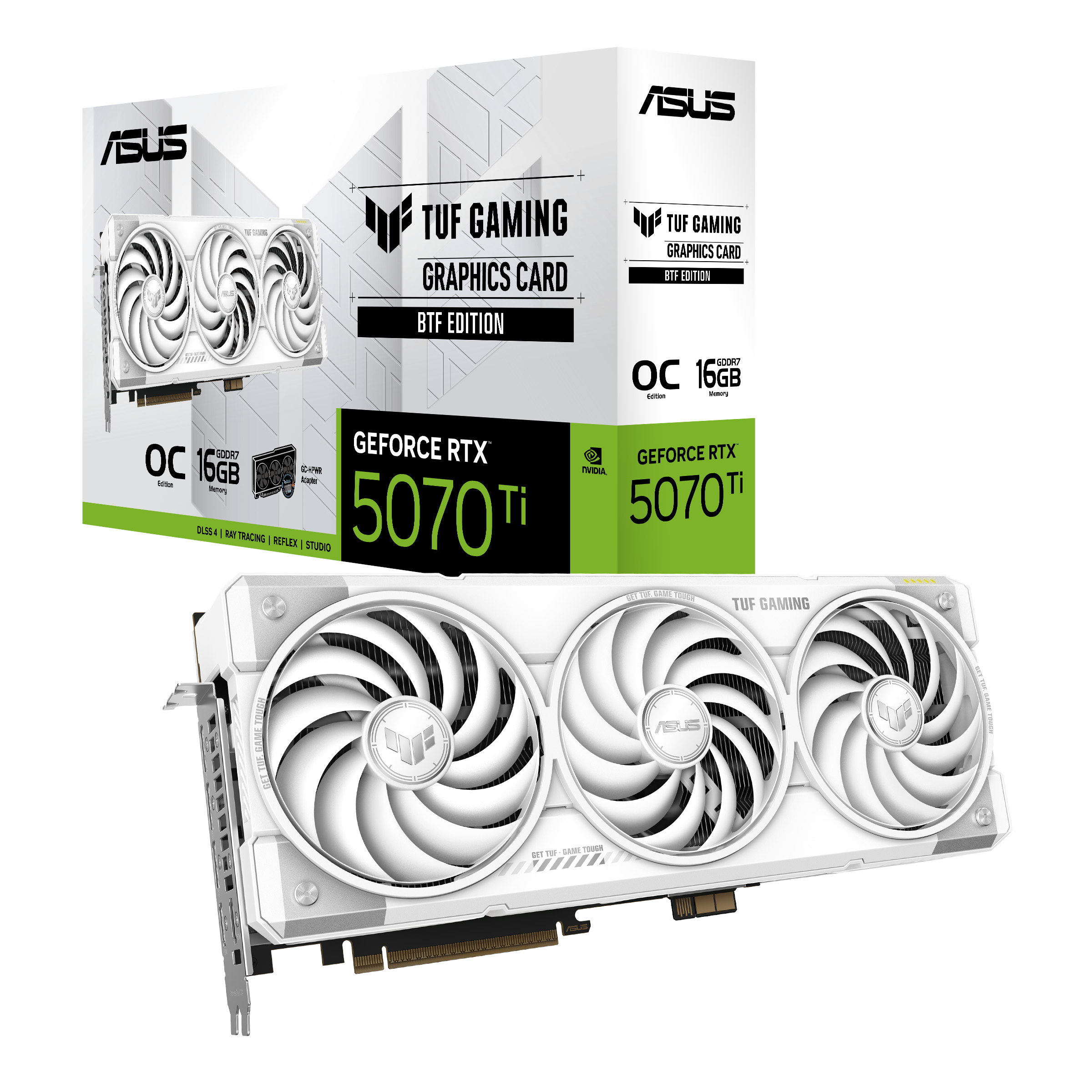 ASUS GeForce RTX 5070 Ti TUF BTF White OC - 16GB GDDR7 RAM - Grafikkort