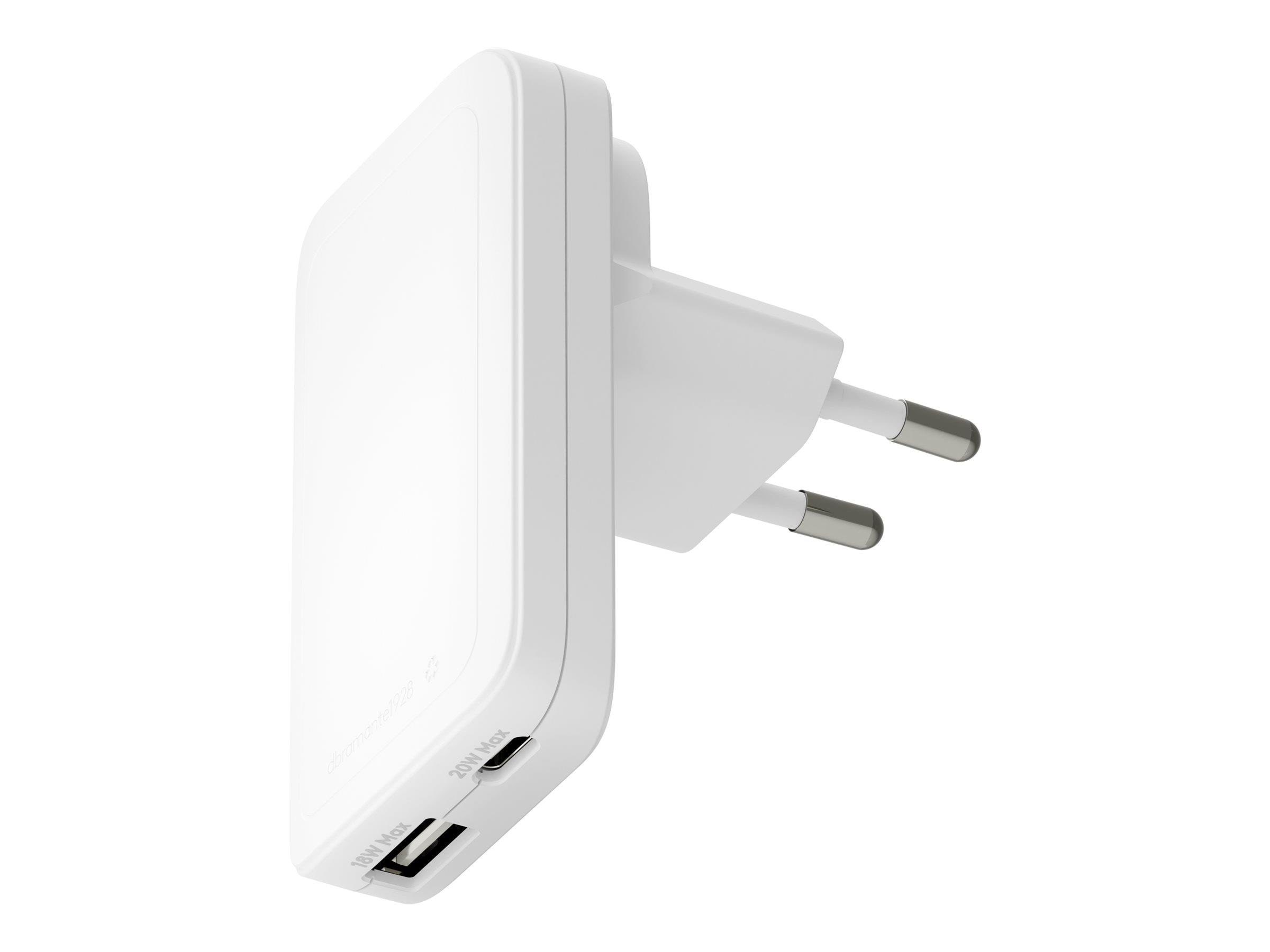 dbramante1928 Pro - EU/US Slim Charger - USB-C 20W+18W-A Mobil Oplader CHSLEUWH7197