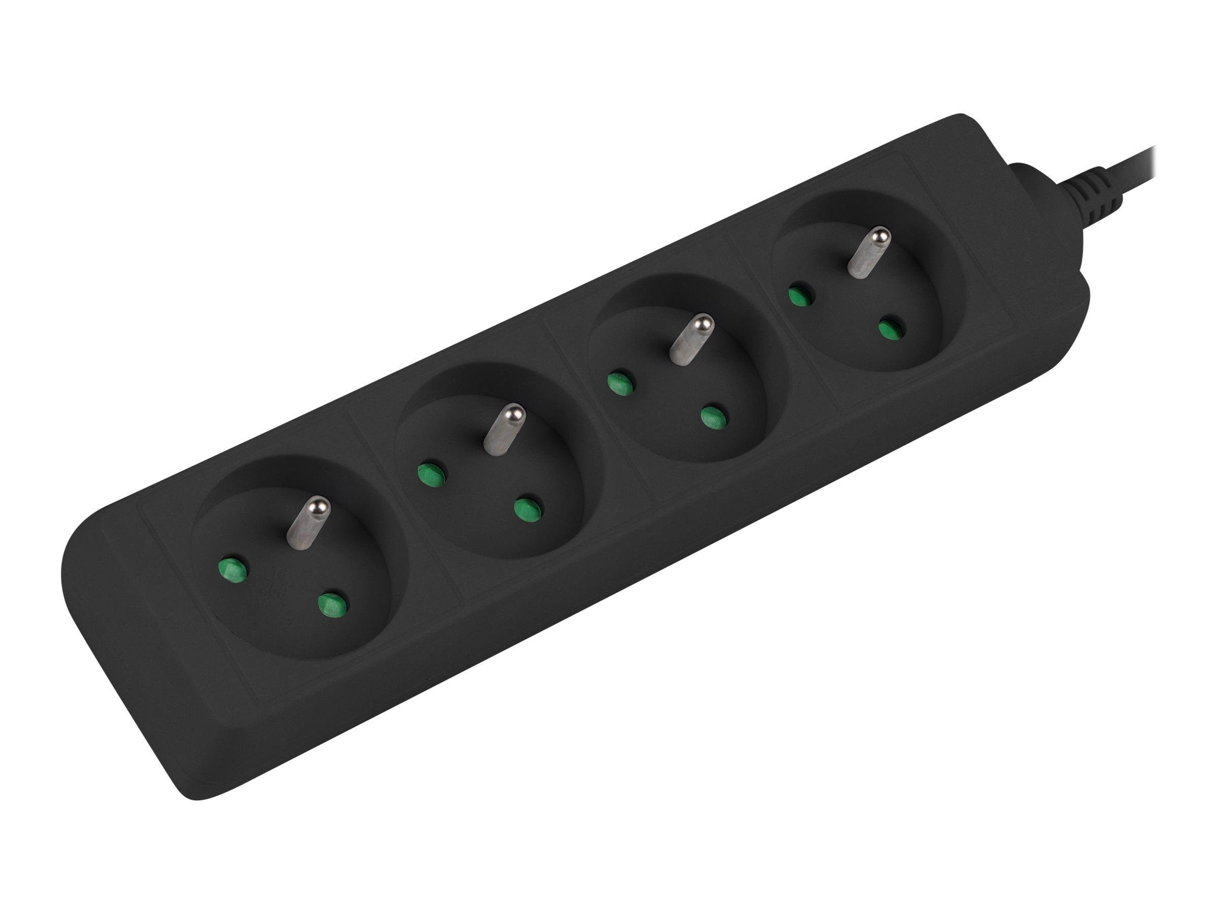 Lanberg - power strip - 2500 Watt Strømkabel Sort PS0-04E-0100-IEC-BK