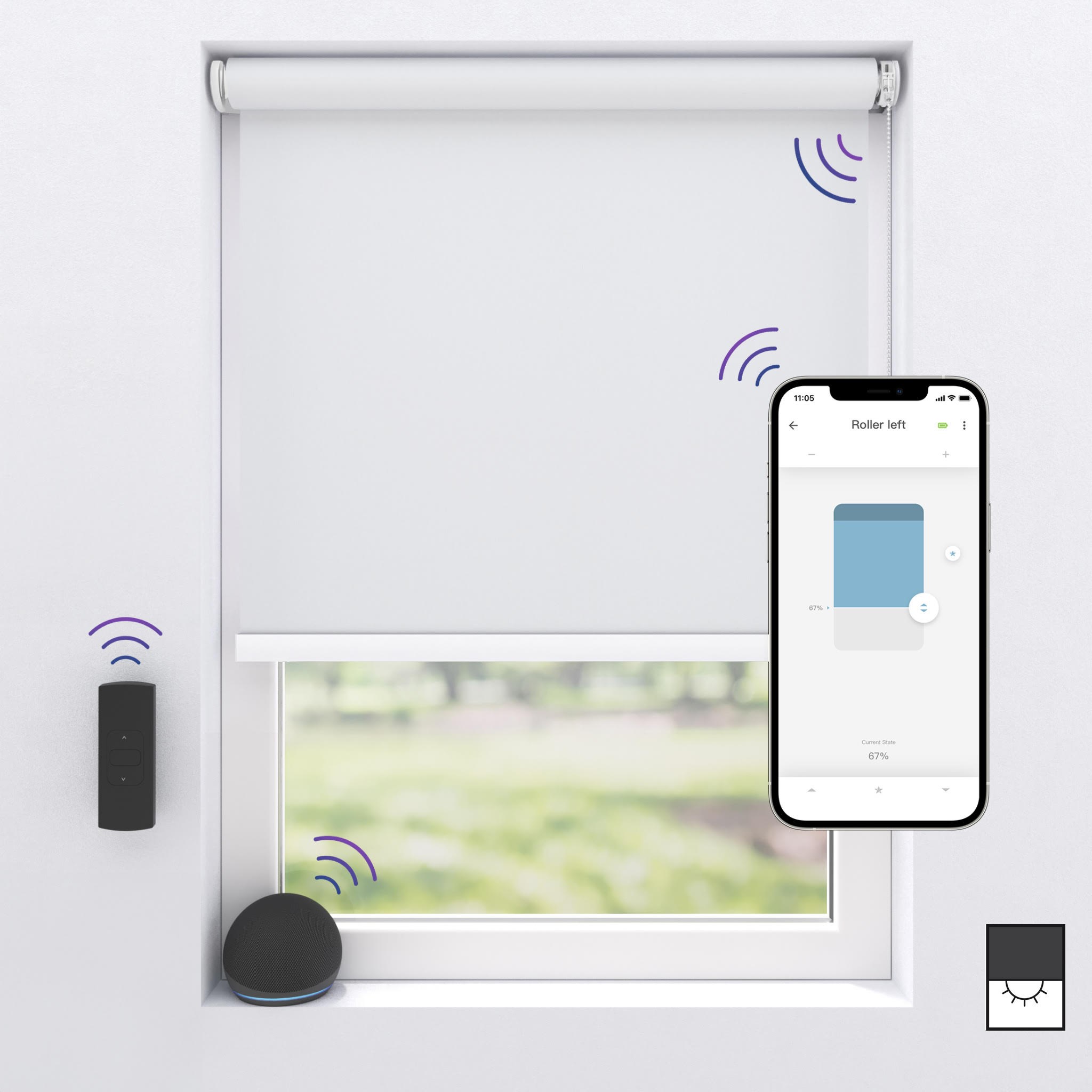 MotionBlinds Wireless Electric Black-Out Rollerblind 150x190cm - White Smart Home 2019202