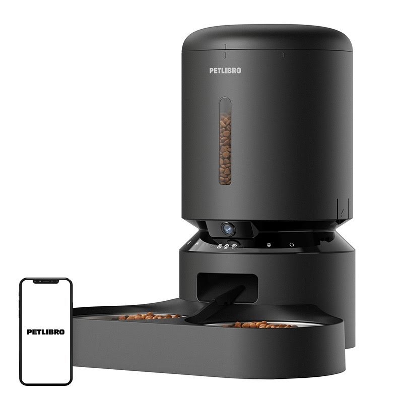 Petlibro Granary Camera Food Dispenser with Double Bowl 5L Black Katteudstyr PL-AF203-36B