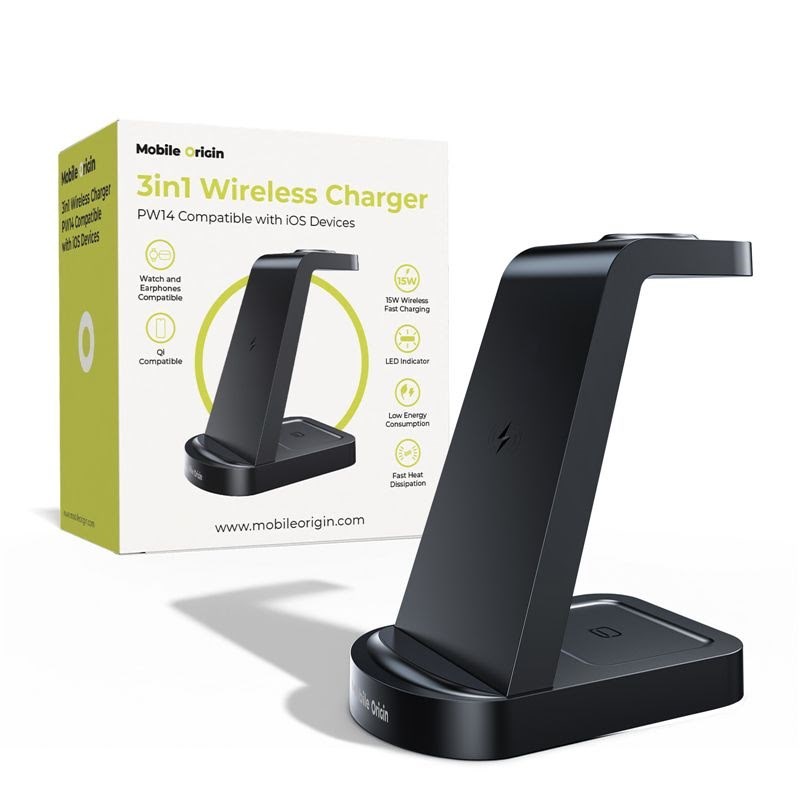Mobile Origin 3in1 Wireless Charger PW14 iPhone Compatible Mobil Oplader MO-31MWCH-PW14