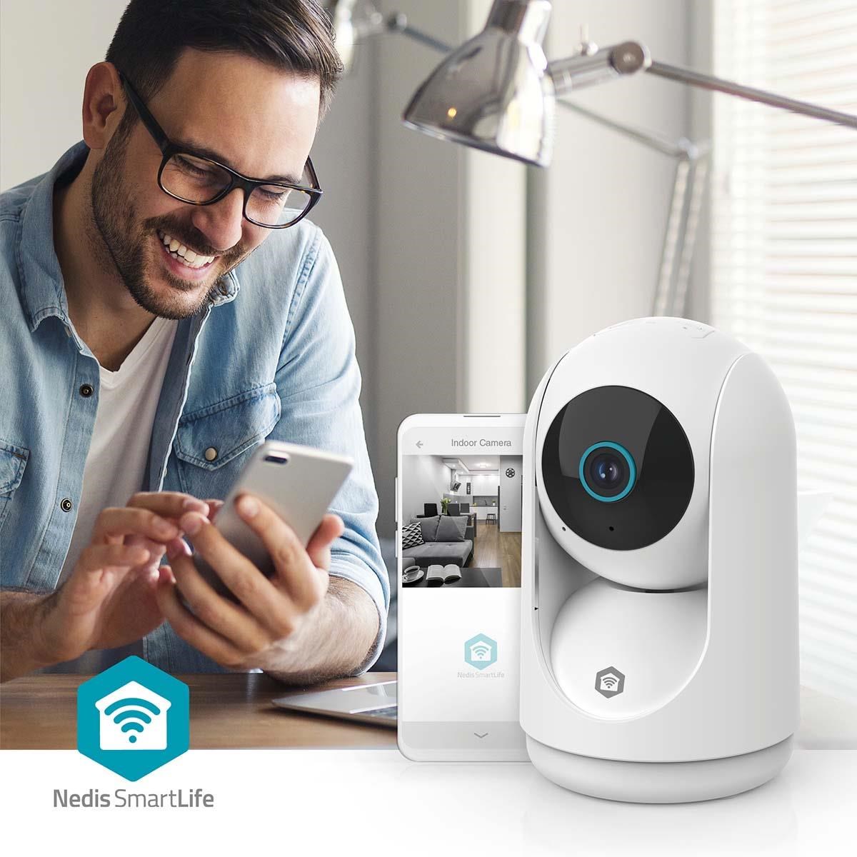 Nedis SmartLife Indendørs Kamera Wi-Fi 3MP Full HD 1296p Pan tilt Cloud Storage (mulighed) / microSD (ikke inkluderet) / Onvif Med bevægelsessensor 