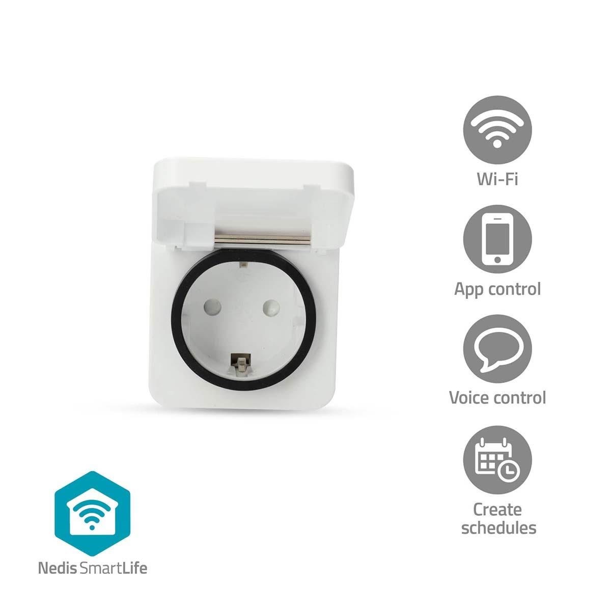 Nedis SmartLife Smart Plug Wi-Fi IP44 3680 W EU stik -25 - 55 °C Android / IOS Grå / Hvid 1 stk.