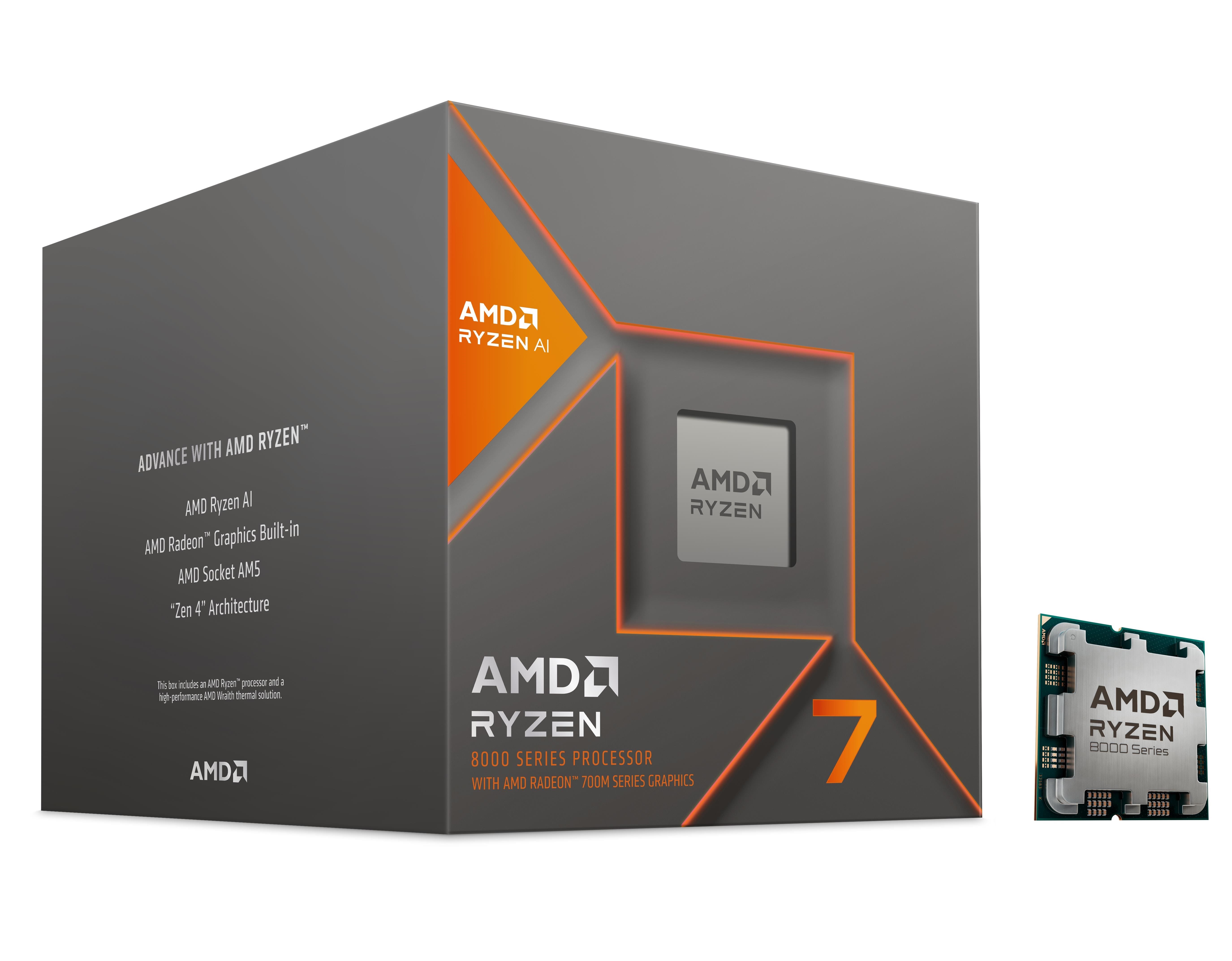 AMD Ryzen 7 8700G Wraith Stealth CPU - 8 kerner - 4.2 GHz - AMD AM5 - AMD Boxed (med køler) Cpu 100-100001236SBX