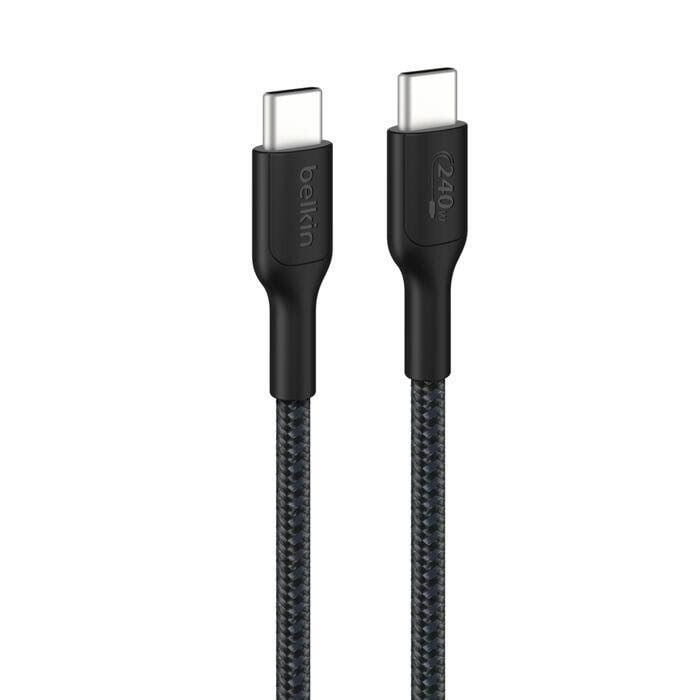 Belkin USB-C to USB-C 240W 2.0 - Braided PCR - 1m - Black Usb Kabel Sort CAB025HQ1MBK