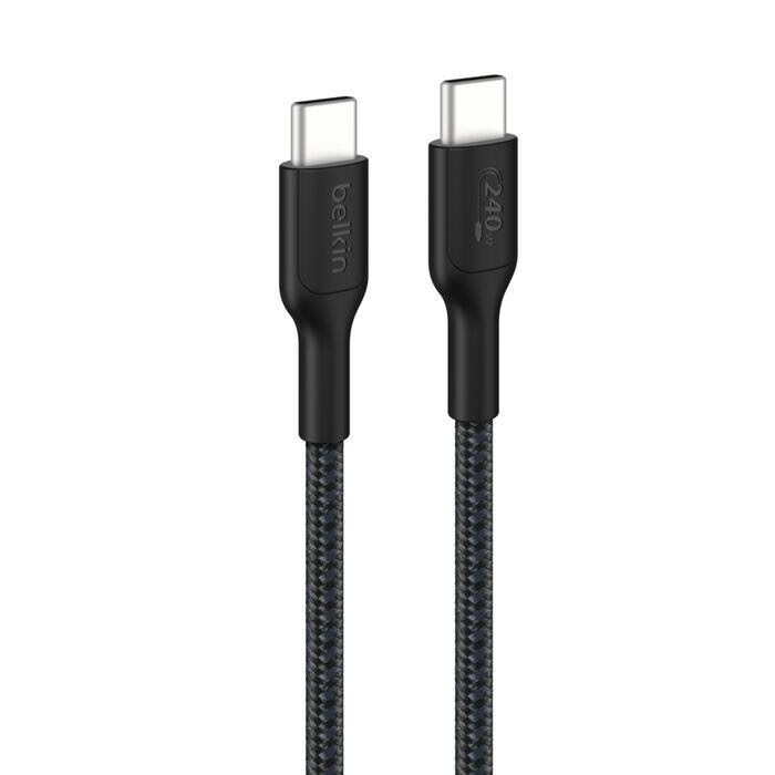 Belkin USB-C to USB-C 240W 2.0 - Braided PCR - 2m - Black Usb Kabel Sort CAB025HQ2MBK