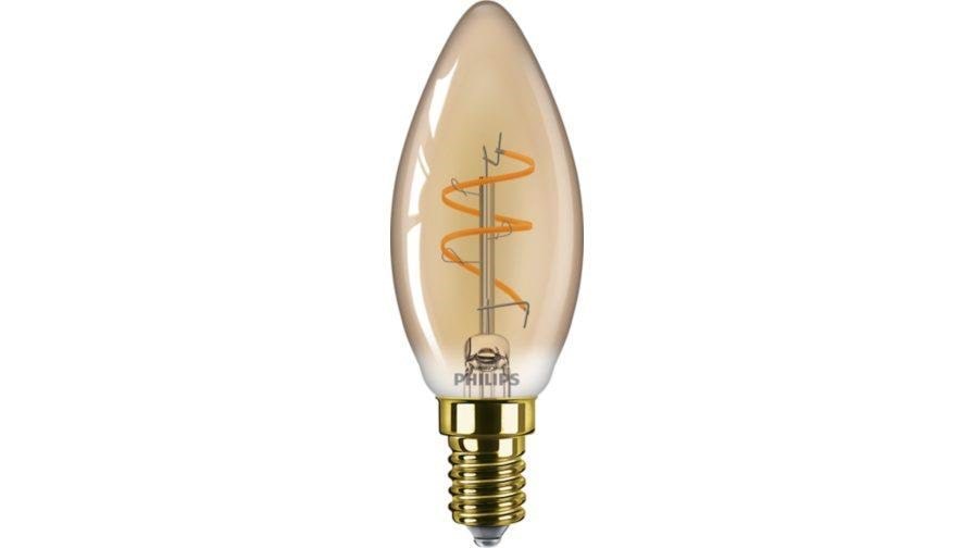 Philips LED pære Vintage B35 Kerte 270lm 3,1W/918 (25W) Dæmpbar Ravfarvet E14 Lyskilde 929004584001
