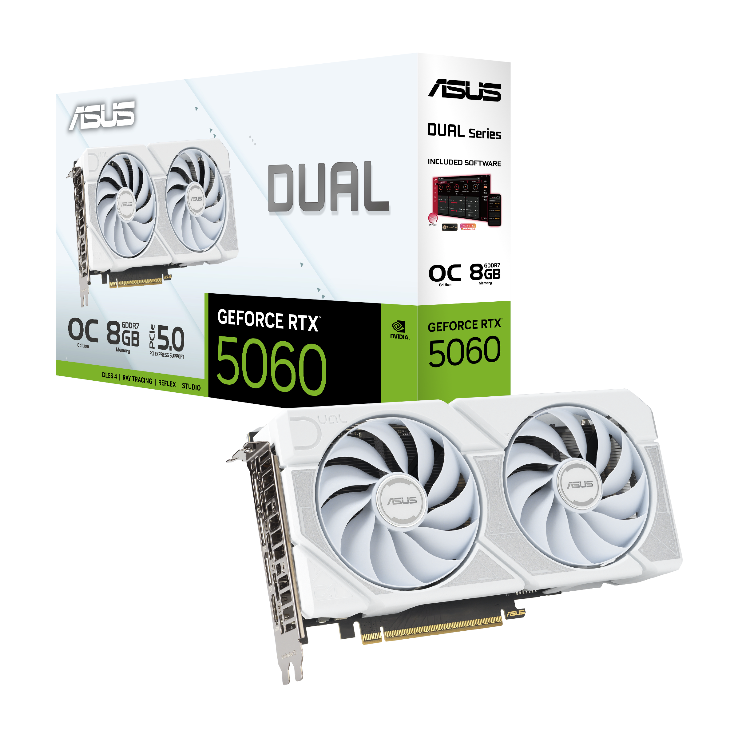 ASUS GeForce RTX 5060 DUAL OC White - 8GB GDDR7 RAM - Grafikkort Grafikkort Hvid 90YV0N15-M0NA00