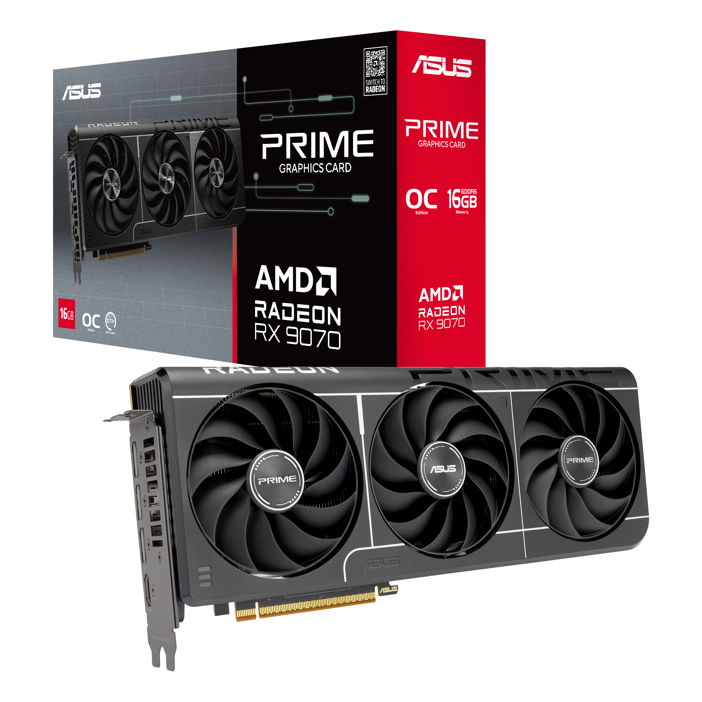 ASUS Radeon RX 9070 Prime EVO OC - 16GB GDDR6 RAM - Grafikkort Grafikkort Sort 90YV0MQ0-M0NA00