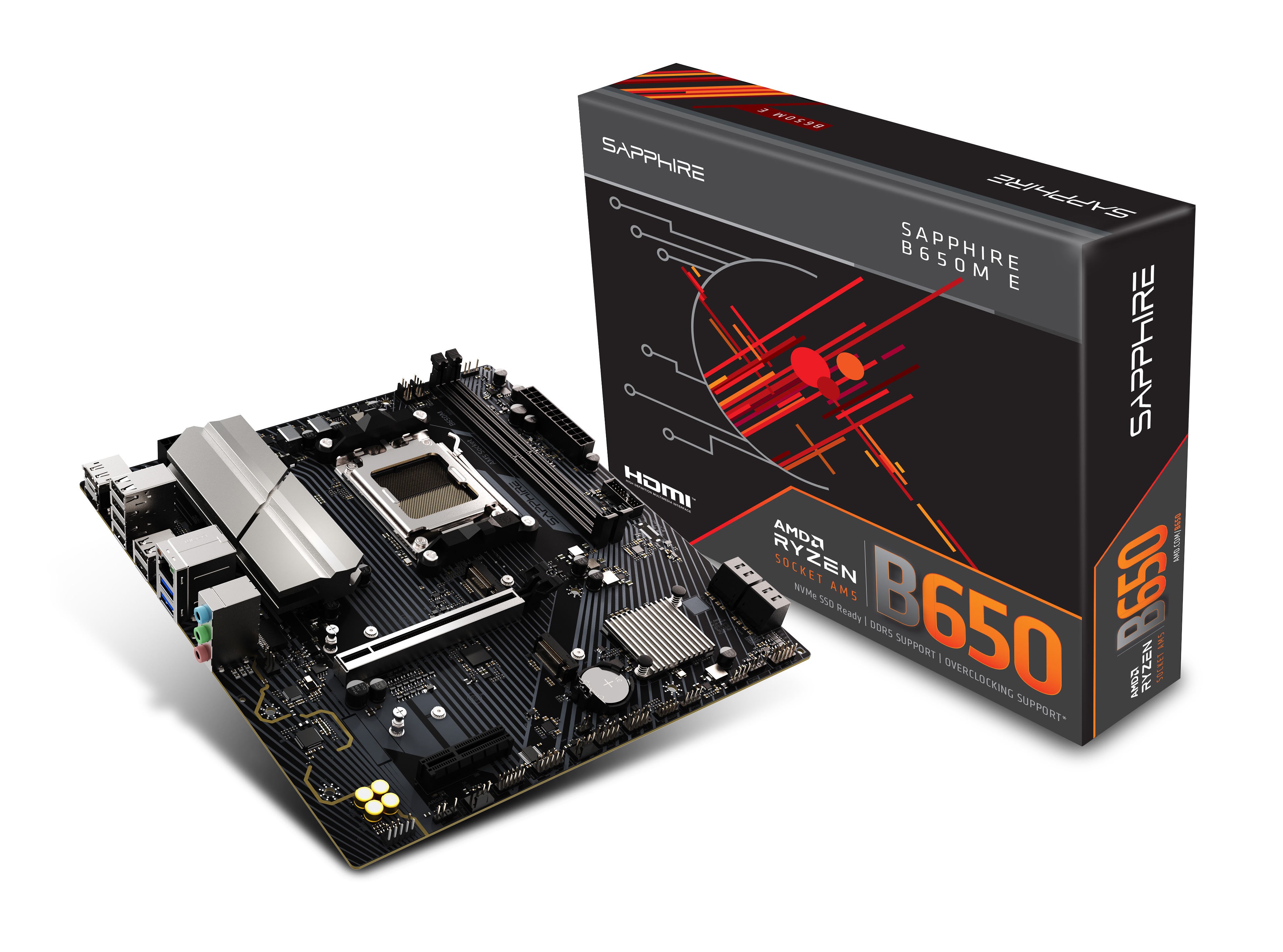 Sapphire B650M-E Bundkort - AMD B650 - AMD AM5 - DDR5 RAM - Micro-ATX Bundkort 52112-04-40G