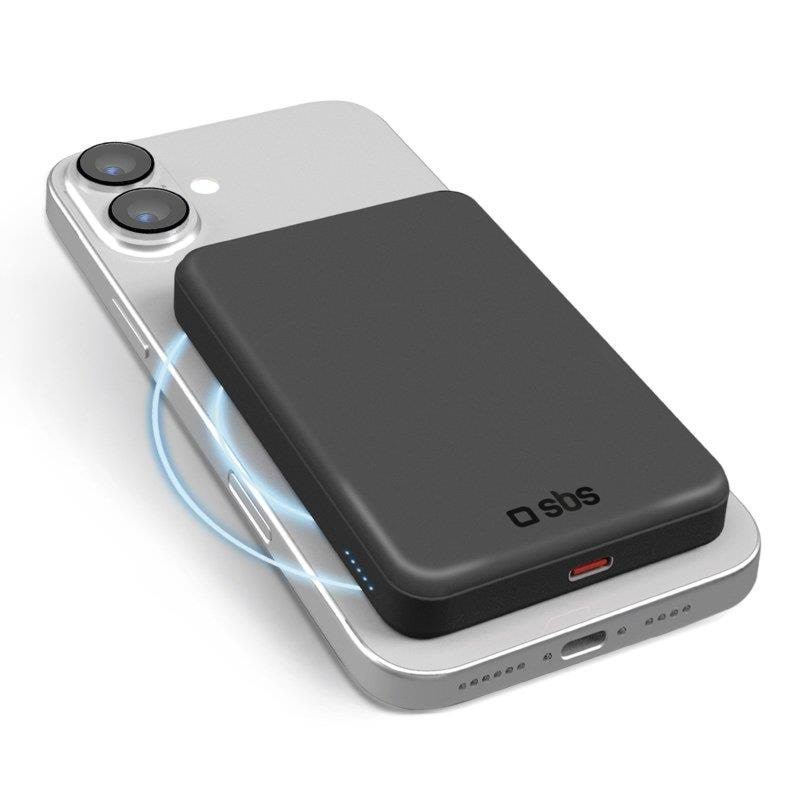 SBS Mag Power Qi2 - 5000 mAh Powerbank Sort TEBB5000QI2
