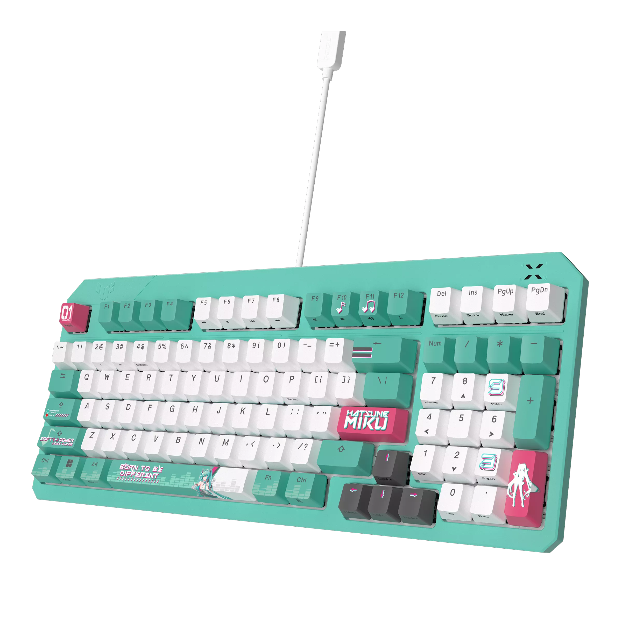 ASUS TUF GAMING K3 Gen II - Hatsune Miku Edition - Gaming Tastatur - Nordisk - Grøn Tastatur 90MP0460-BKNA30