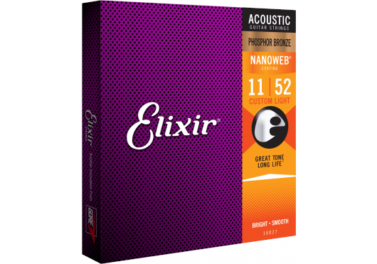 Elixir Strings 16027 - Fosforbronze - Akustiske strenge - Nanoweb - Custom Light (11-52) Musikinstrument CEL 16027