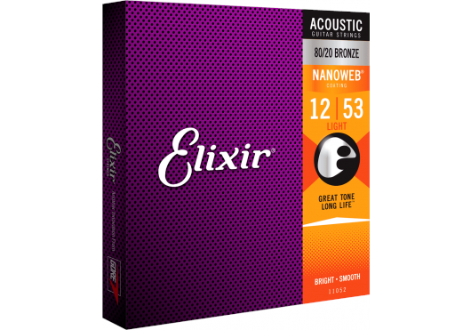 Elixir Strings 11052 - 80/20 Bronze - Akustiske strenge - Nanoweb - Light (12-53) Musikinstrument CEL 11052