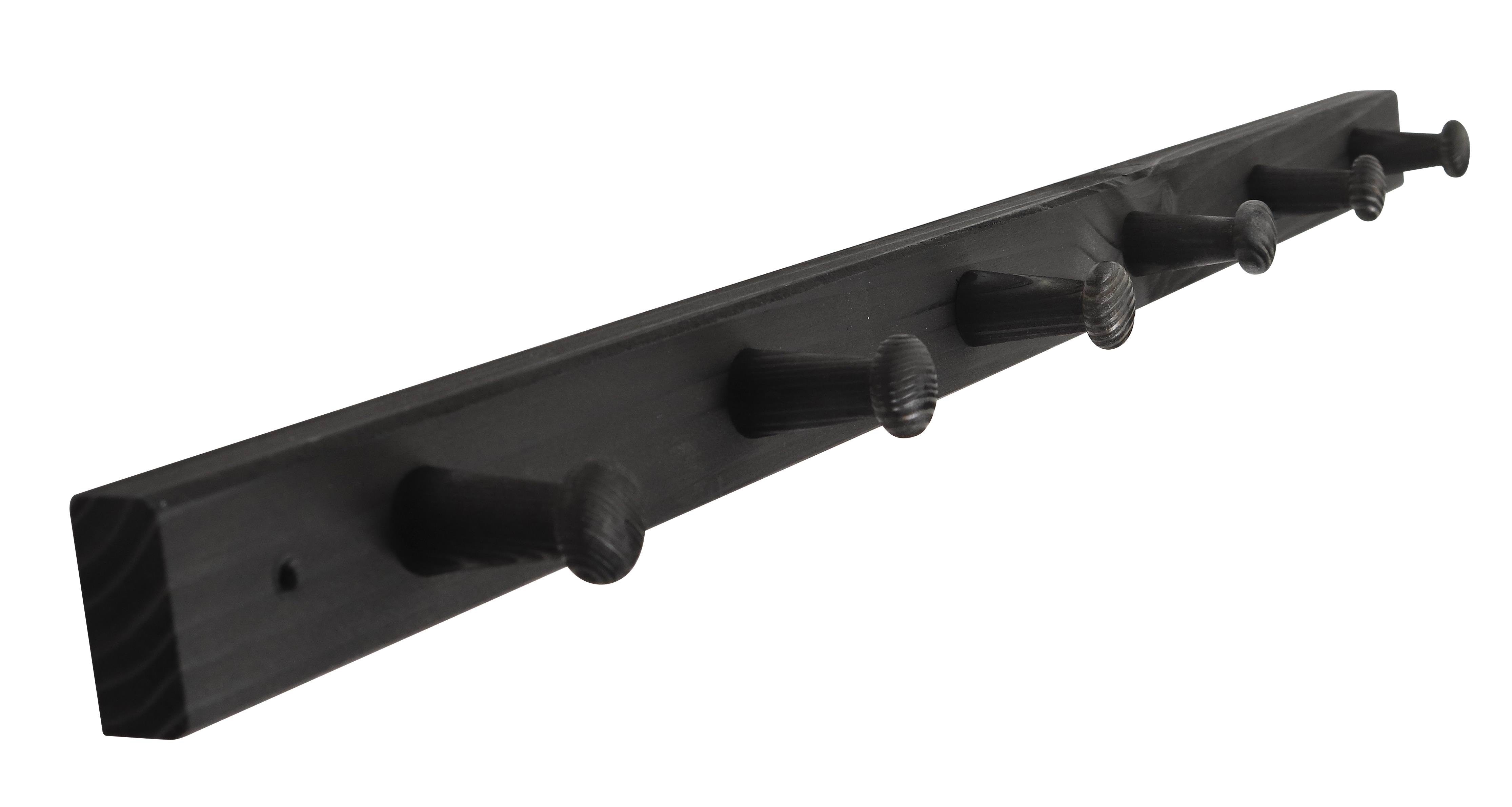 Home>it Coat rack 6 hooks pine wood black RETRO Beslag 12305
