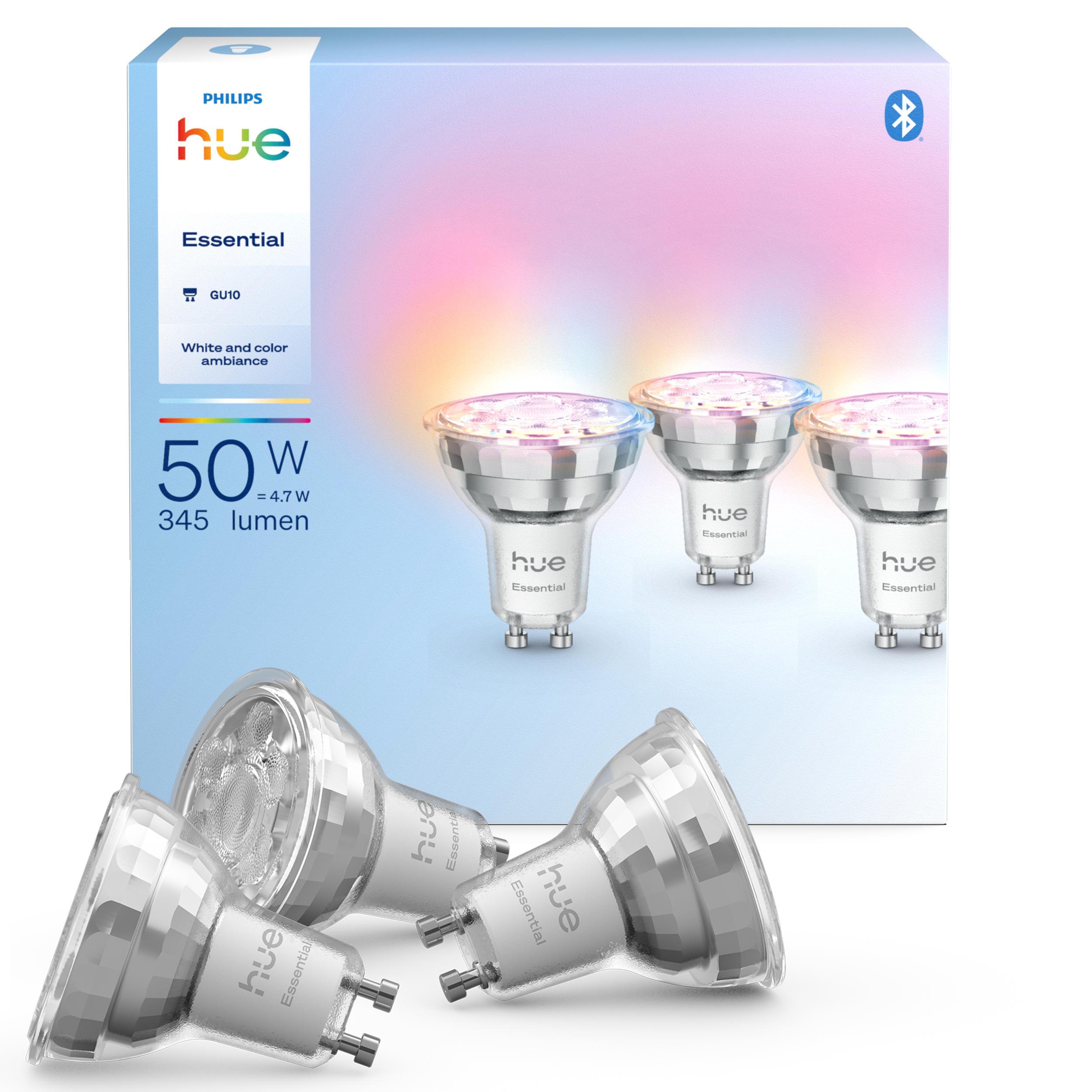 Philips Hue Essential GU10 - spots - 345 lm - 4,7 W - 3-pakke Smart Home 929004235704