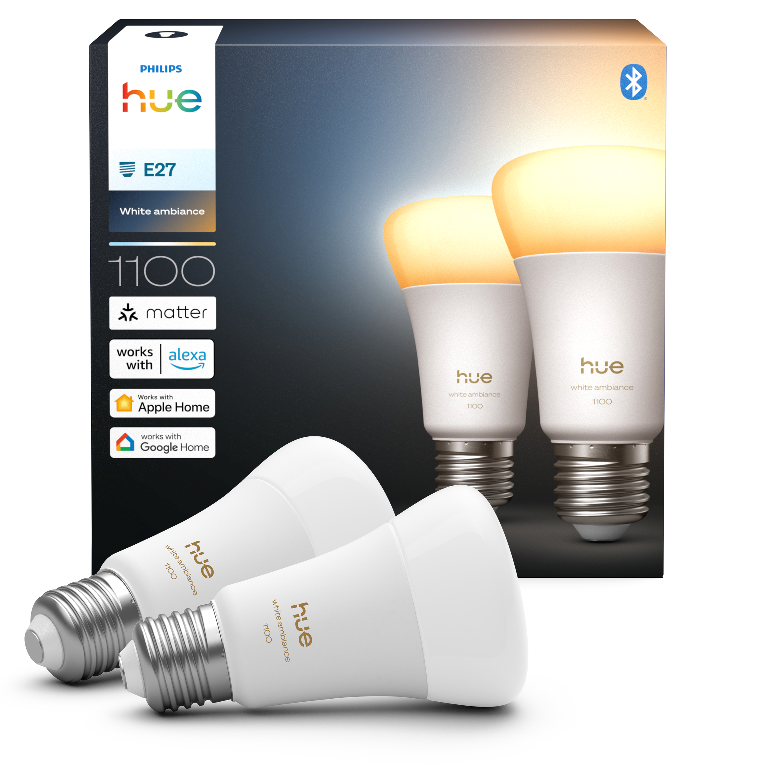 Philips White Ambiance Hue A60 - A60 pære - 1100 - 2-pakke Smart Home 929003854902