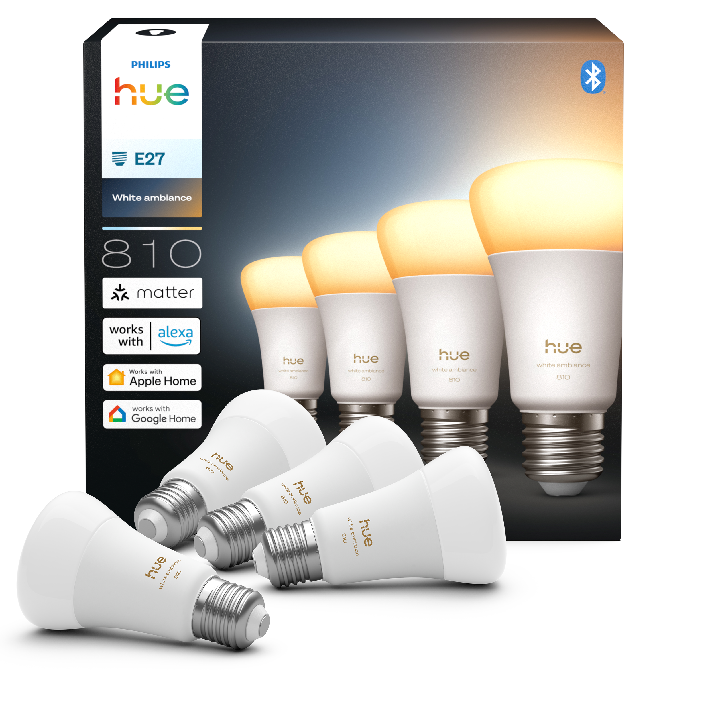 Philips Hue A60 - E27 pære - 810 - 4-pak Smart Home 929003854808