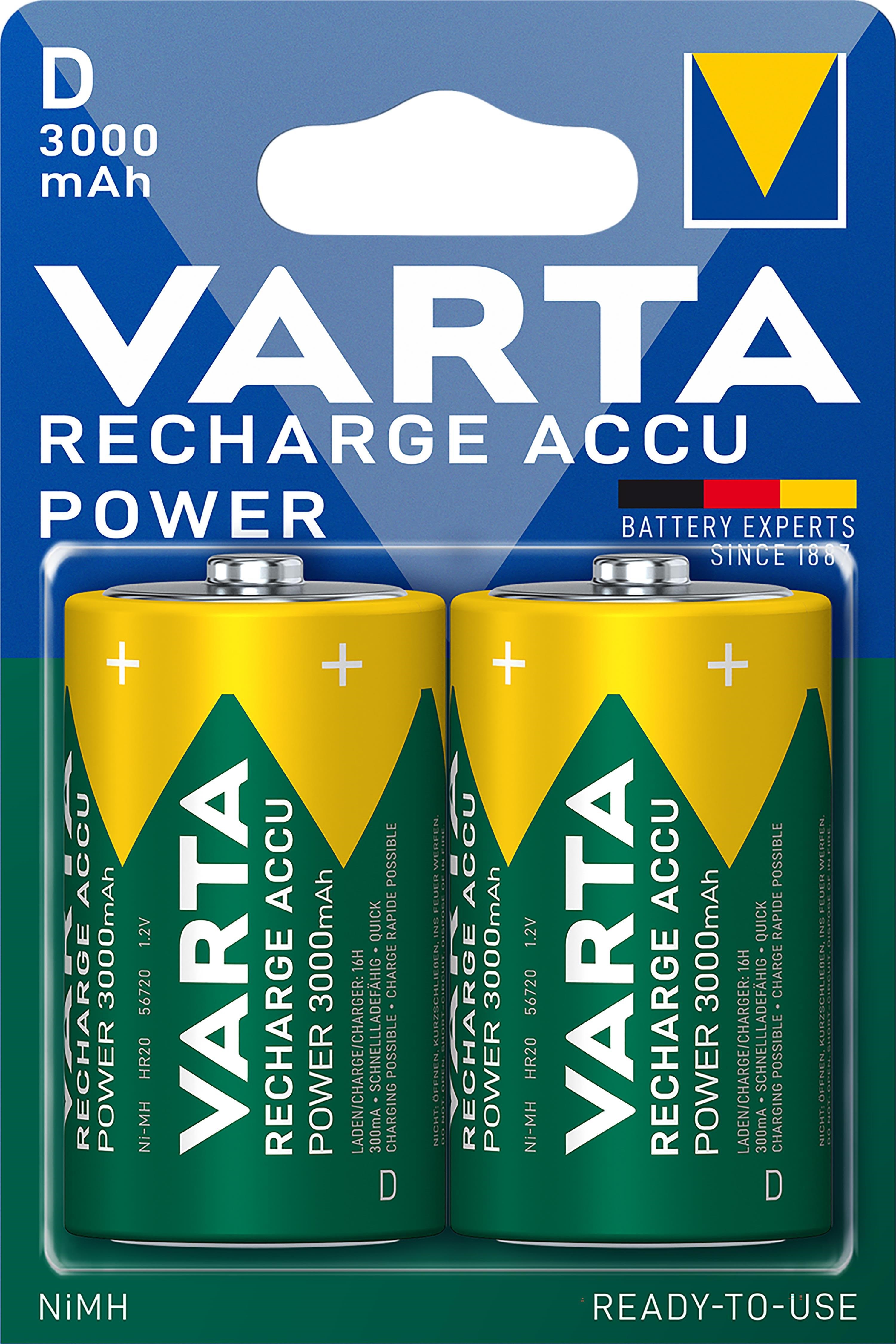 VARTA D Recharge Power 3000 mAh 2-Pack Batteri 54908