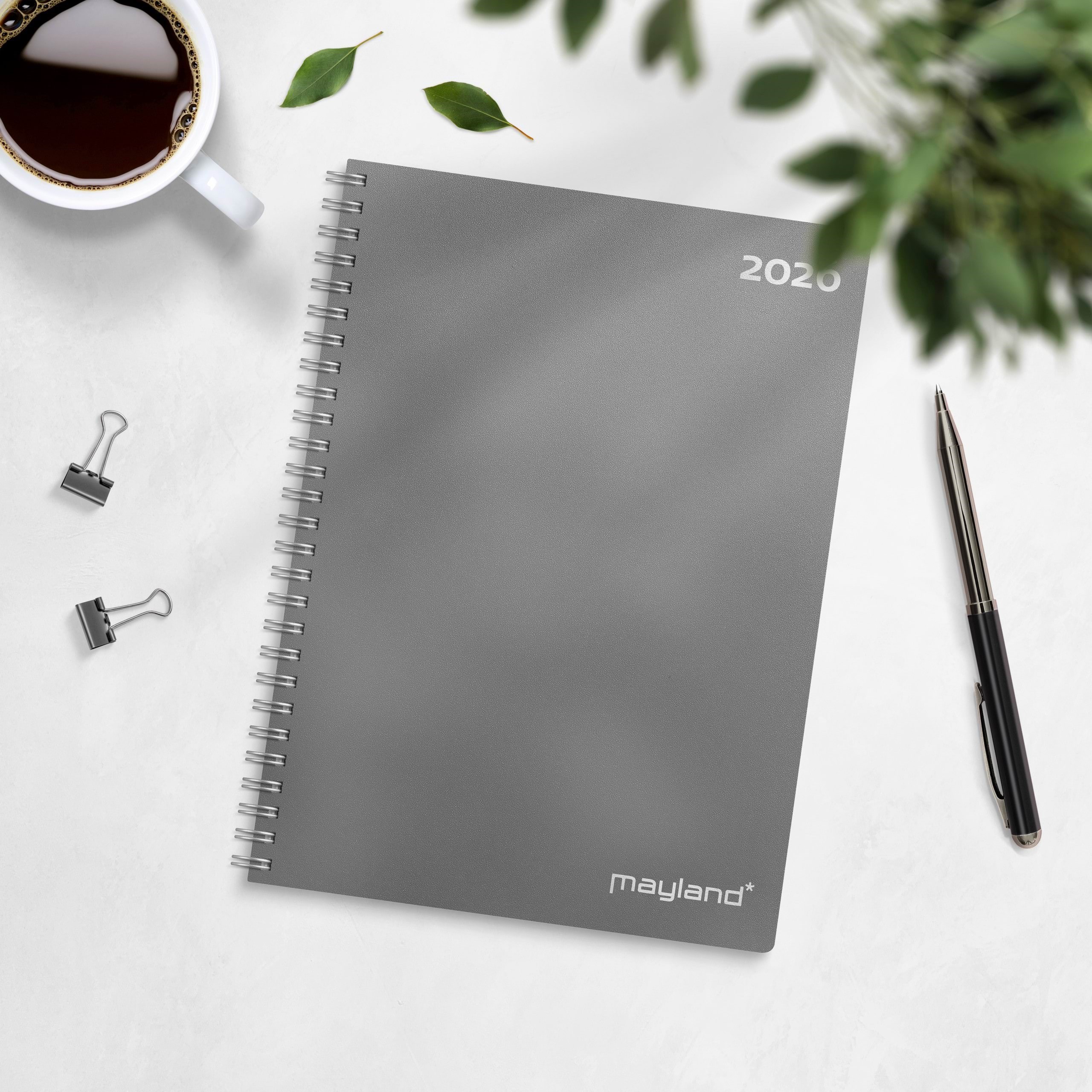 Mayland A5 ugekalender højformat mørkegrå PP-plast 2026 Kalender 16200000